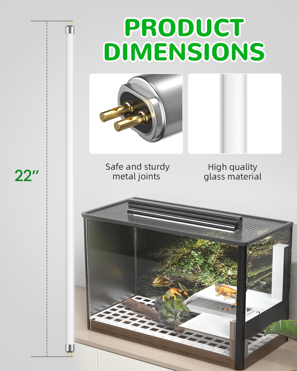 BrightArk T5 10.0 UVB Reptile Light 24W, 2 Pack, 22in, for Bearded Dragon, Chameleon, Tortoises, Lizards, Turtles