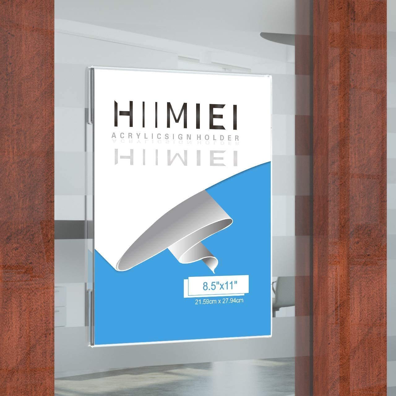 HIIMIEI 12 Pack Clear Acrylic Wall Mount 8.5x11 Sign Holder, Portrait Door Plexiglass Display Sign Holder Adhesive with 3M Tape, Plastic Photo Ads Frames Used in Office Hospital Hotel Store