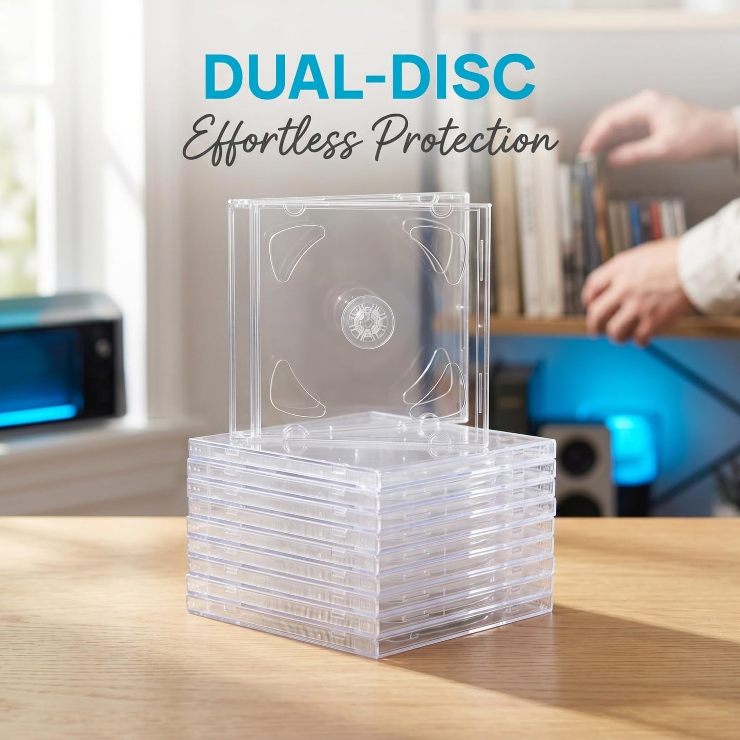 Cabilock Double Cd Jewel Cases Transparent DVD Holders Clear Cd Storage Cases for Compact Disc Protection and Portable Organization