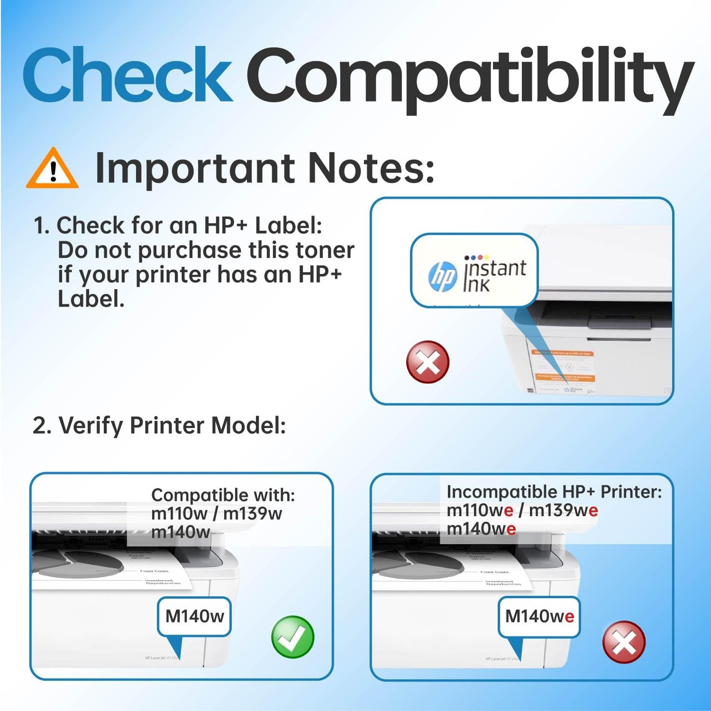 Gotoners 141A Toner Cartridge Compatible for HP 141A 141X W1410A W1410X 2 Black with Chip use with HP LaserJet M110w MFP M139w M140w Printer Ink (Do not Work with HP + or E Series Printers)