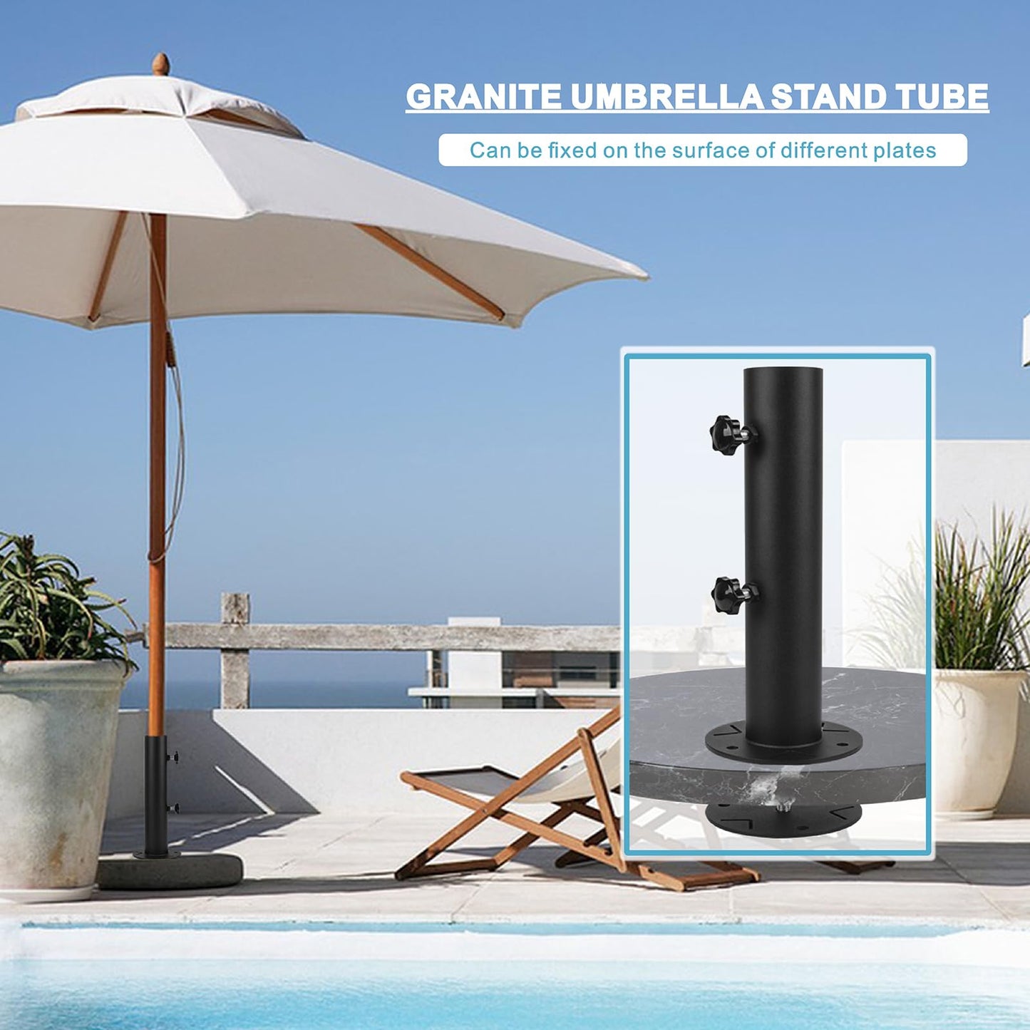 Wdwlbsm Granite Umbrella Stand Tube Outdoor, Stone Umbrella Tube Base for Outside Universal Umbrella Base Tube Replacement for Granite Boards,Cement Boards,Marble Slab,Table Umbrella Tube Bracket