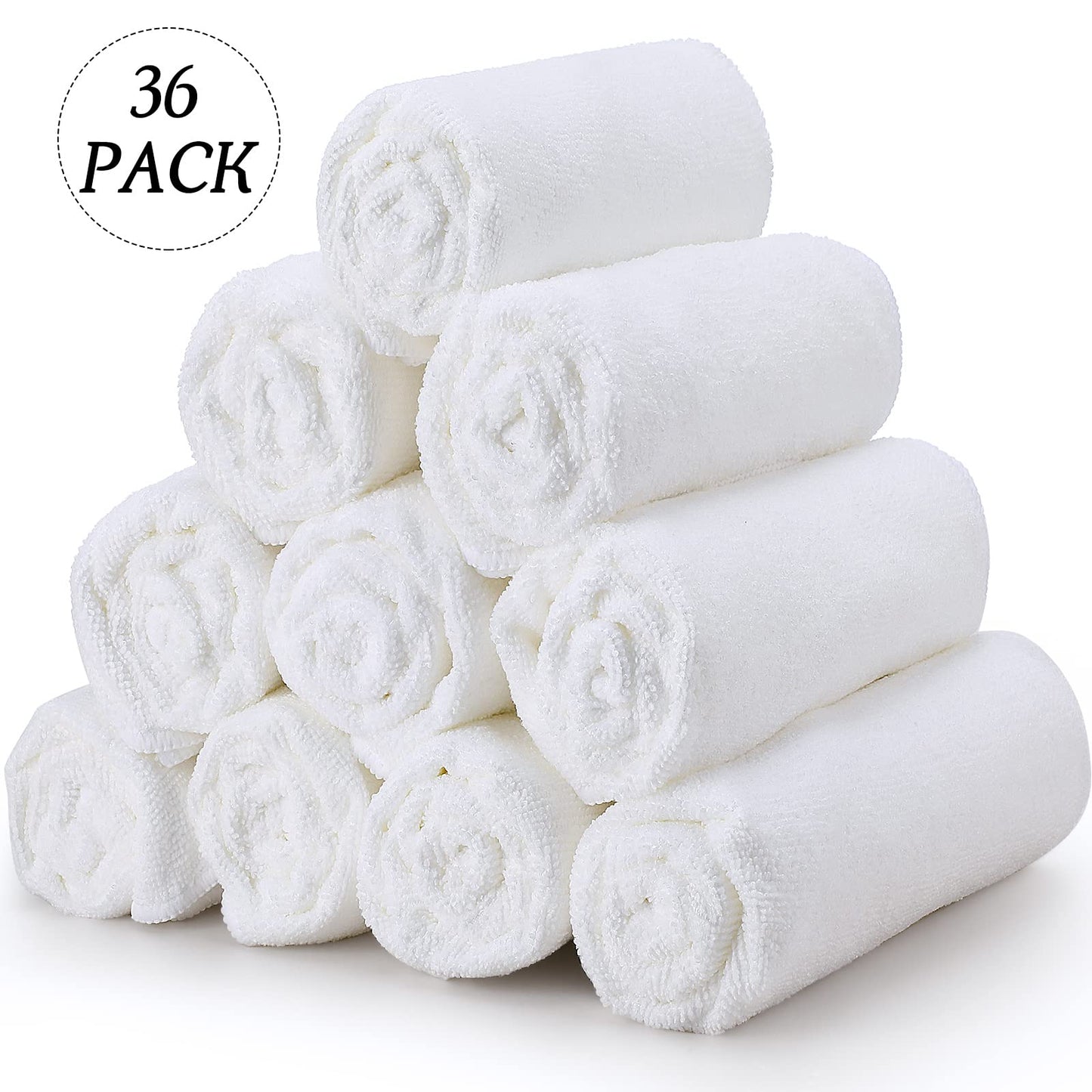 Shimeyao 36 Pack Bleach Proof Towels Microfiber Absorbent Bleach Resistant Hair Quick Dry Towels Bulk for Gym Bath Spa Home Hair Drying, 16 x 27 Inches (White)