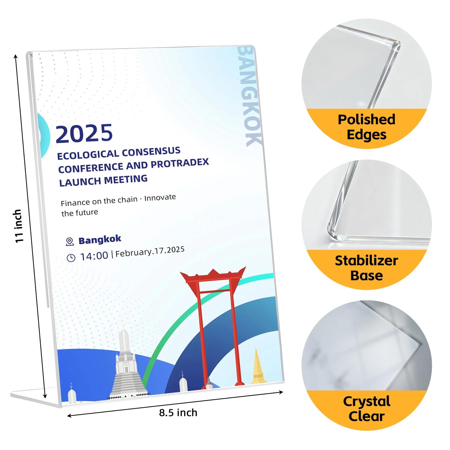 Acrylic Sign Holder 8.5x11, 6 Pack Clear L-Shape Display Stand – Tabletop Solution for Menus, Flyers & Papers, Ideal for Restaurants, Stores & Offices