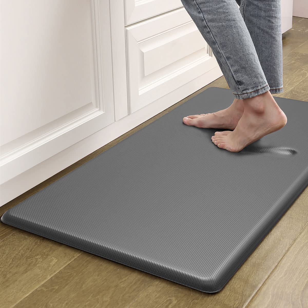 Artnice Kitchen Mats for Floor, 3/4" Extra Thick Cushioned Anti Fatigue Mat, Waterproof Kitchen Rug, Non Slip Heavy Duty Ergonomic Standing Desk Mat for Home, Sink, Office (17.3" x 28",Grey)