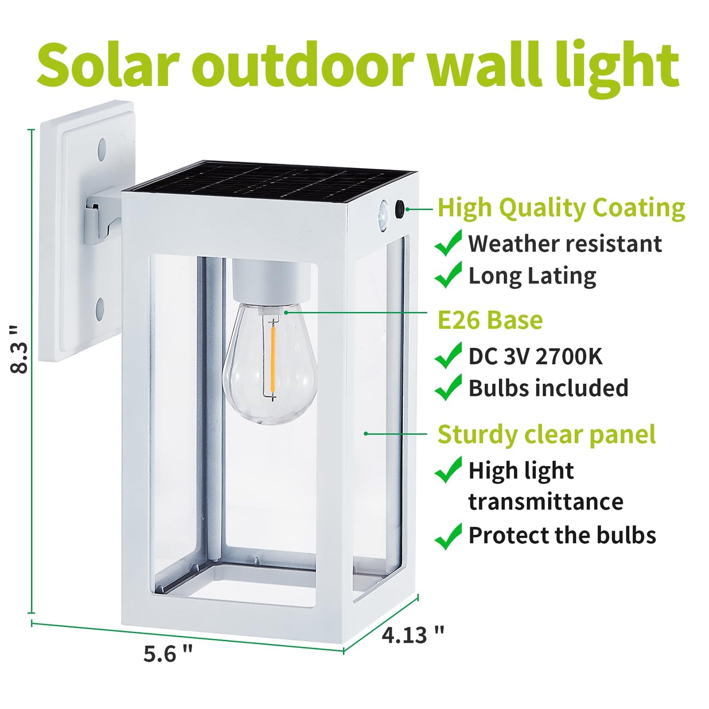 MDENLT 2 Pack Solar Porch Lights Outdoor,Solar Wall Lights with 3 Modes&Motion Sensor,Dusk to Dawn Sconce Lights Wall Mount,Exterior Wall Lantern Light Fixture for House,Garage,Patio,Shed,White