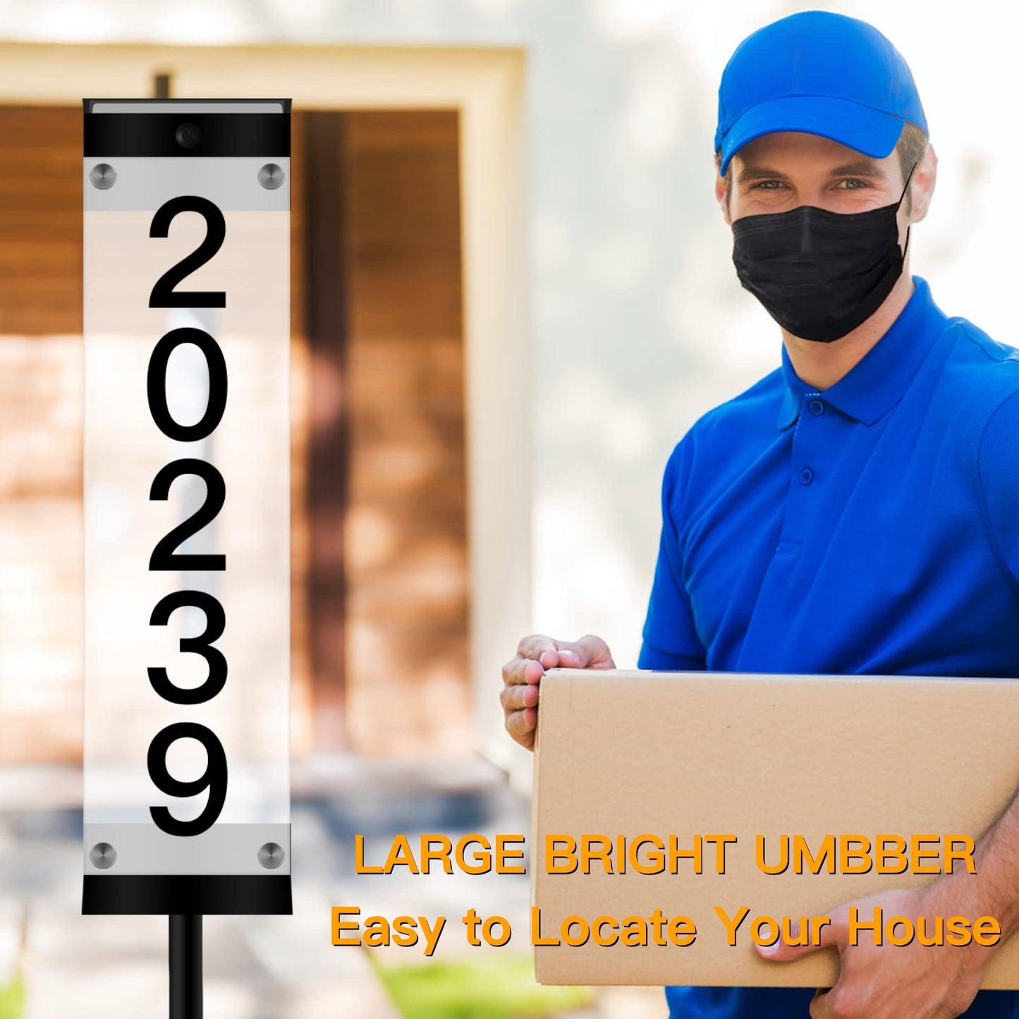 GOSUNWEY Solar House Numbers for Outside, Led Solar Address Sign with Stakes, Waterproof RGBW Lighted House Number Sign, Modern Address Plaque Solar Powered for Yard Home