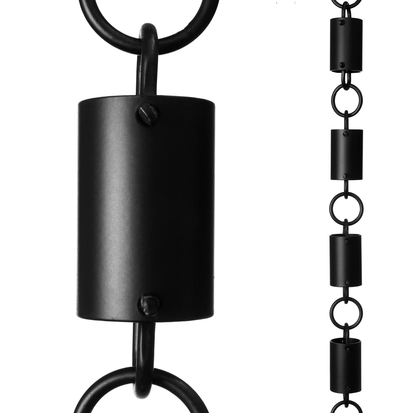 Monarch Rain Chains Aluminum Cylinder Rain Chain, 8.5 feet Black Powder Coated Aluminum Decorative Rain Catcher Chain for Gutters, Aluminum Rain Gutter Replacement Downspout