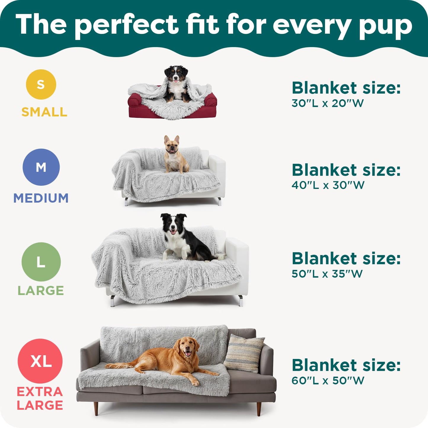 Furhaven XL Waterproof Calming Plush Long Faux Fur & Velvet Dog Blanket, Washable - Mist Gray, Extra Large