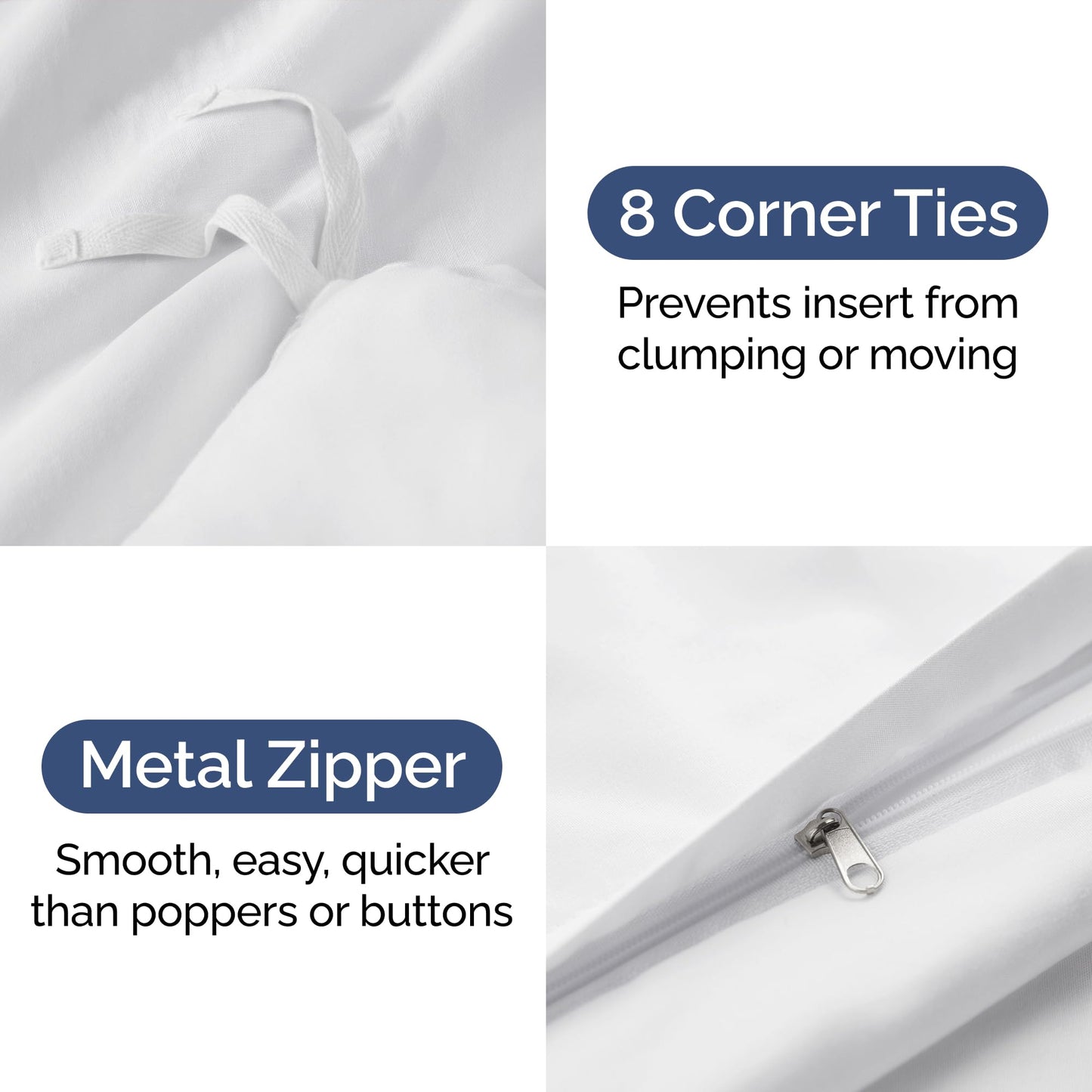Duvet Cover King Size Set - Extra Soft King Size Duvet Cover 104 x 90 with 2 Pillow Shams - Hotel Luxury, Easy Care and Fade Free with Zipper Closures & Ties - Comfy, Breathable Bedding Set (White)