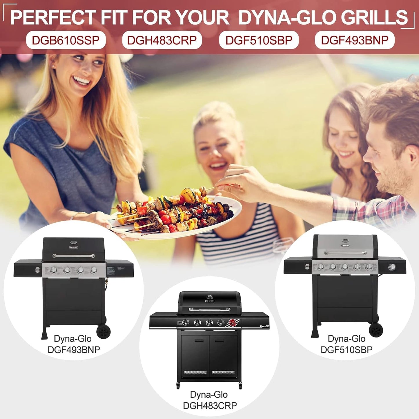 Criditpid Porcelain BBQ Heat Shields Replacment for Dyna-Glo DGB610SSP DGH483CRP DGF493BNP DGF510SBP, 15 inch Grill Heat Tent Plates for Outdoor Gourmet GR2205720-OG-00 GR2205723-OG-00.(6 Pack)