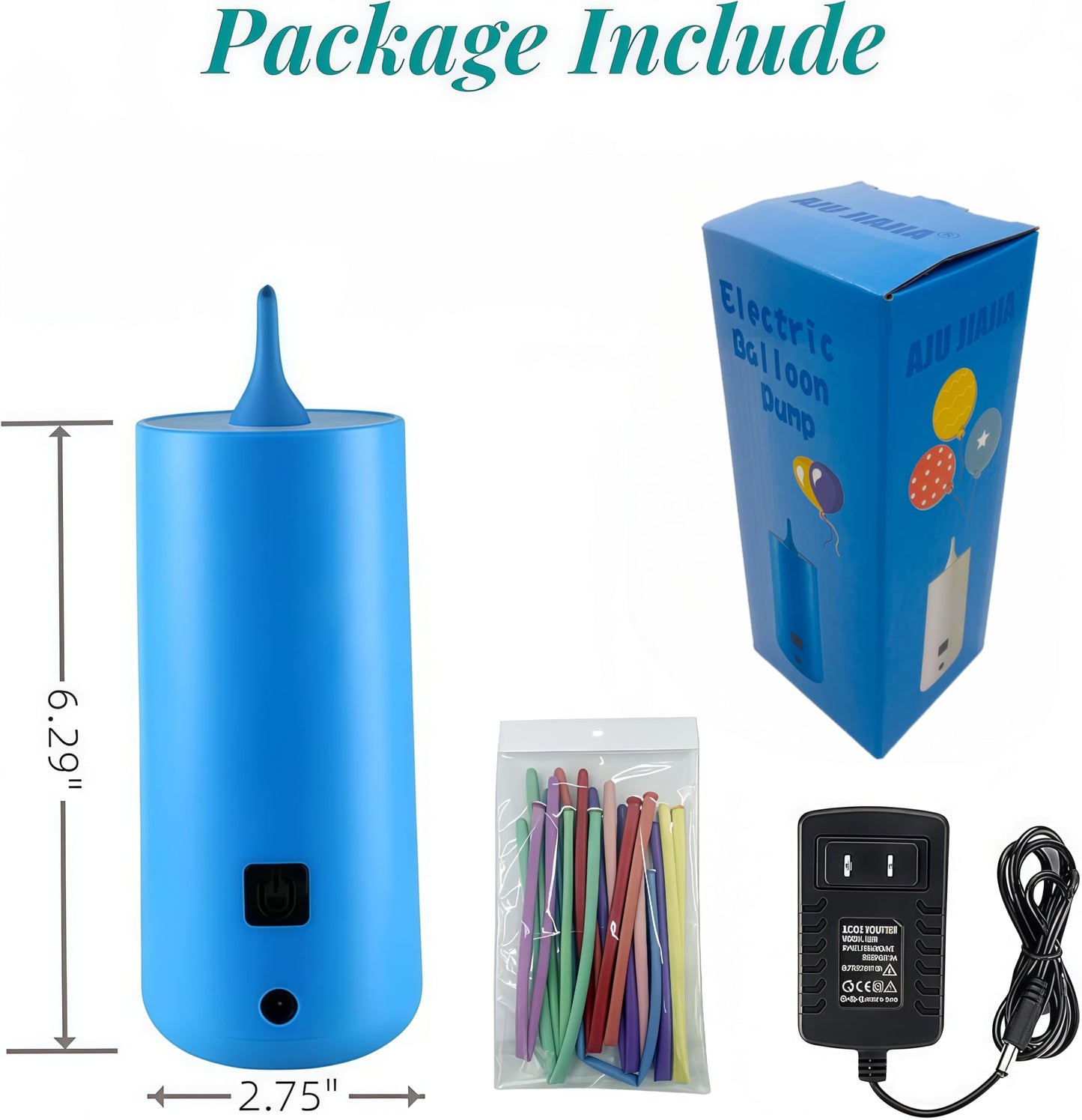 Electric Magic Balloon Pump, Electric Air Inflator Party Air Blower Pump with 1 Nozzle 1 Balloon Cutter and 10 Pcs Long Balloons,Great for Twisty Curly Balloon, Foil Balloons