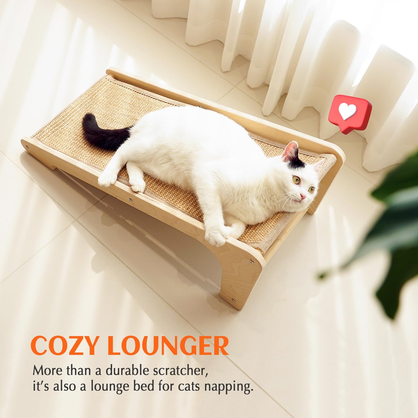 PETKARAY Cat Scratcher, Sisal Scratching Ramp, L Shape Scratch Pad for Indoor Cats, Wall Furniture Protector with Catnip (Large Size)
