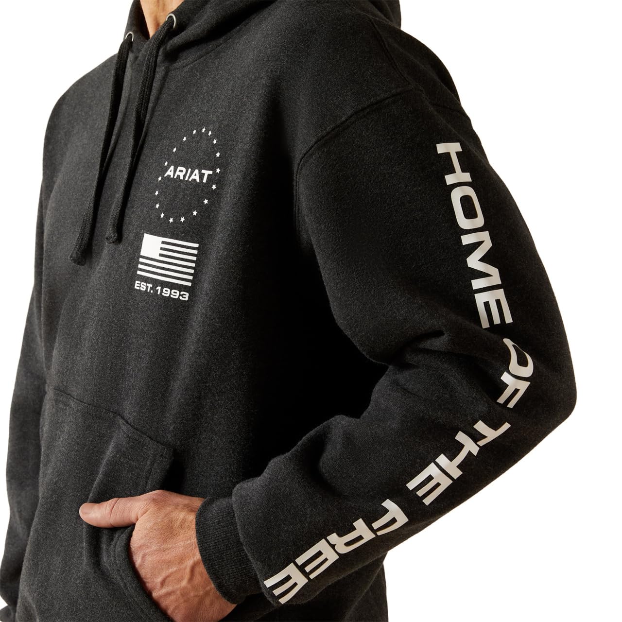 ARIAT Men's Sponsor Patriot Hoodie, Charcoal Heather, Large