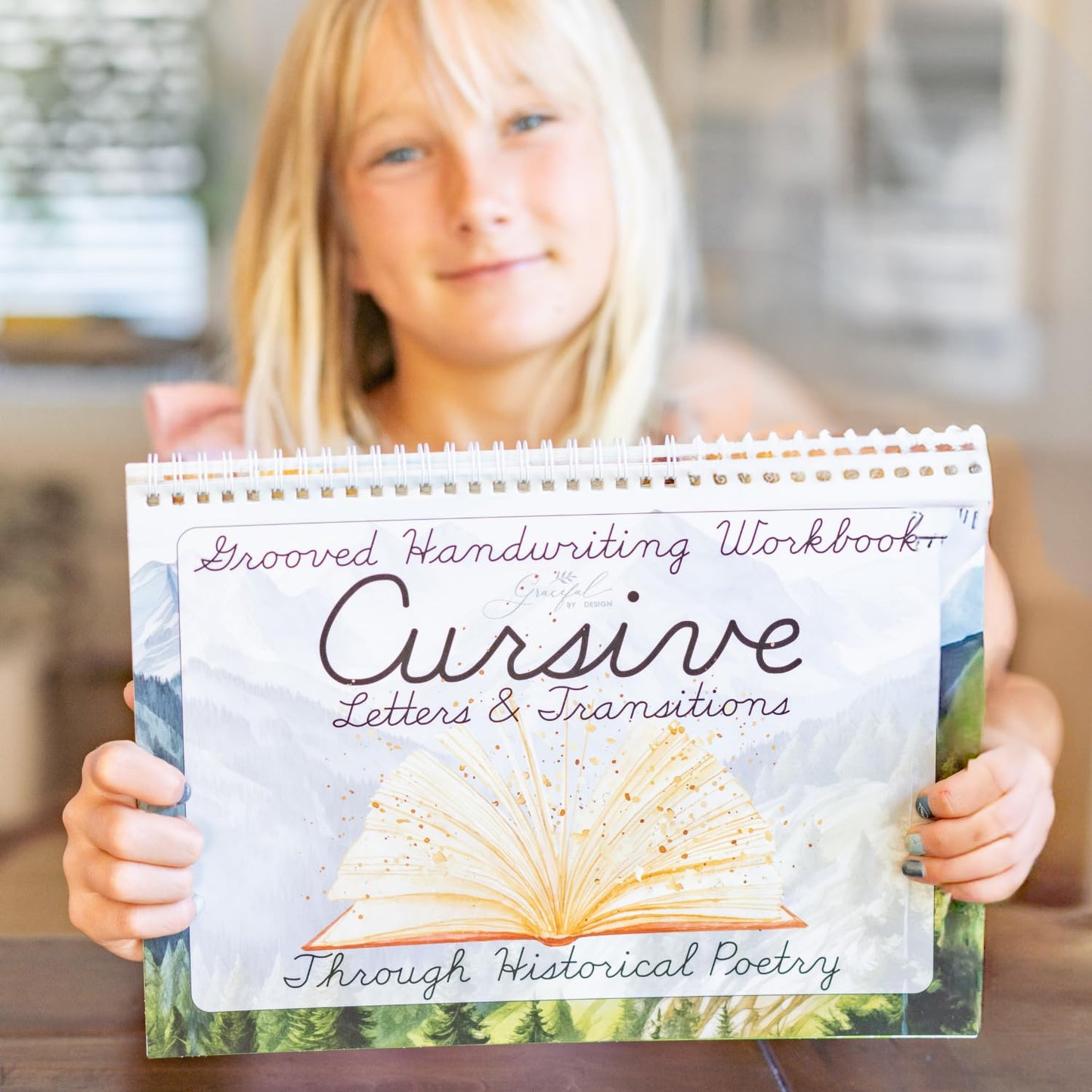 Grooved Cursive Handwriting Workbook by Graceful By Design - Magic Reusable Grooved Handwriting Practice for Kids and Cursive Workbook for Kids Ages 8-12