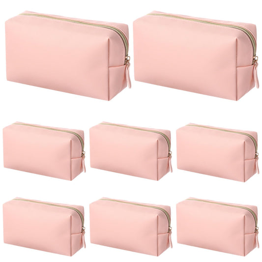 8 Pcs Small Makeup Bags, PU Leather Preppy Bags for Women, Waterproof Cosmetic Pouches, Portable Toiletry Bags for Travel, Daily Storage Beauty Organizers, PINK, Portable Cosmetic Organizer