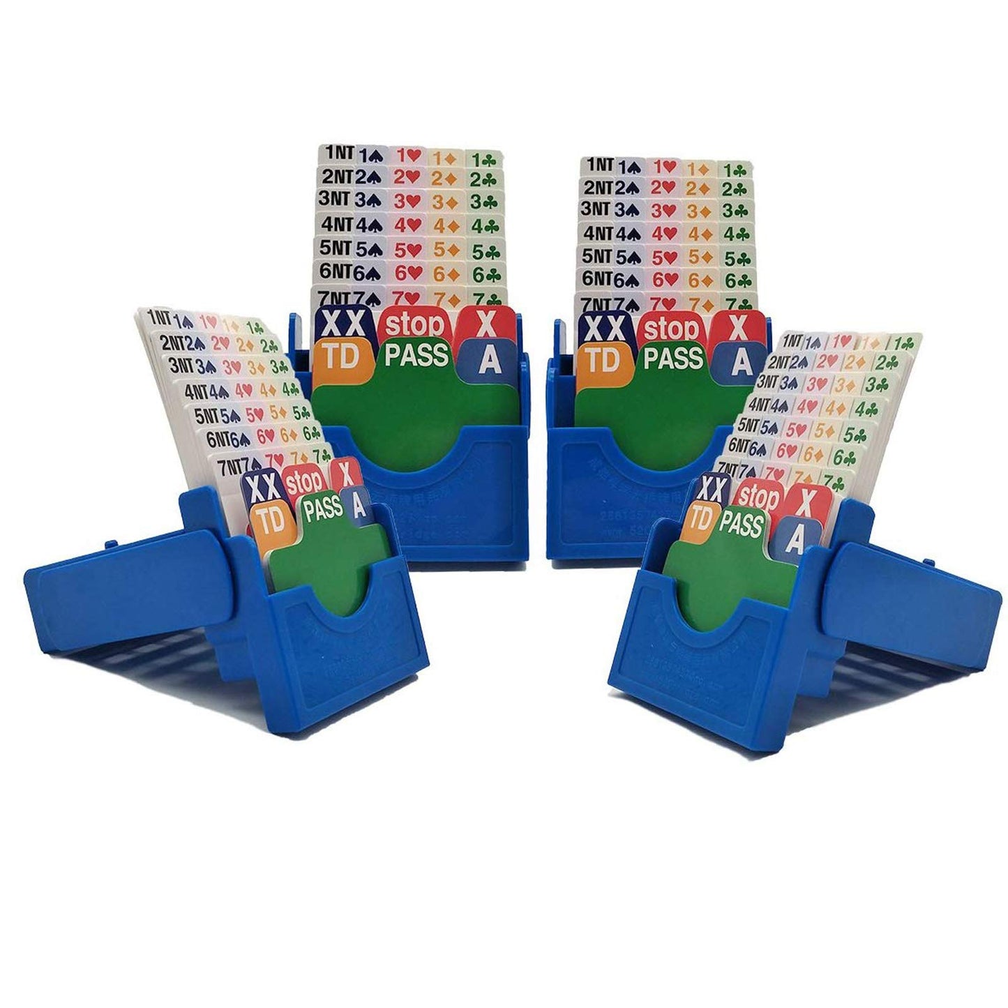 4 Set Bridge Partner Device Bidding Boxes with Paper Bridge Playing Cards Official in Tournment Texas Holdem- Dark Blue