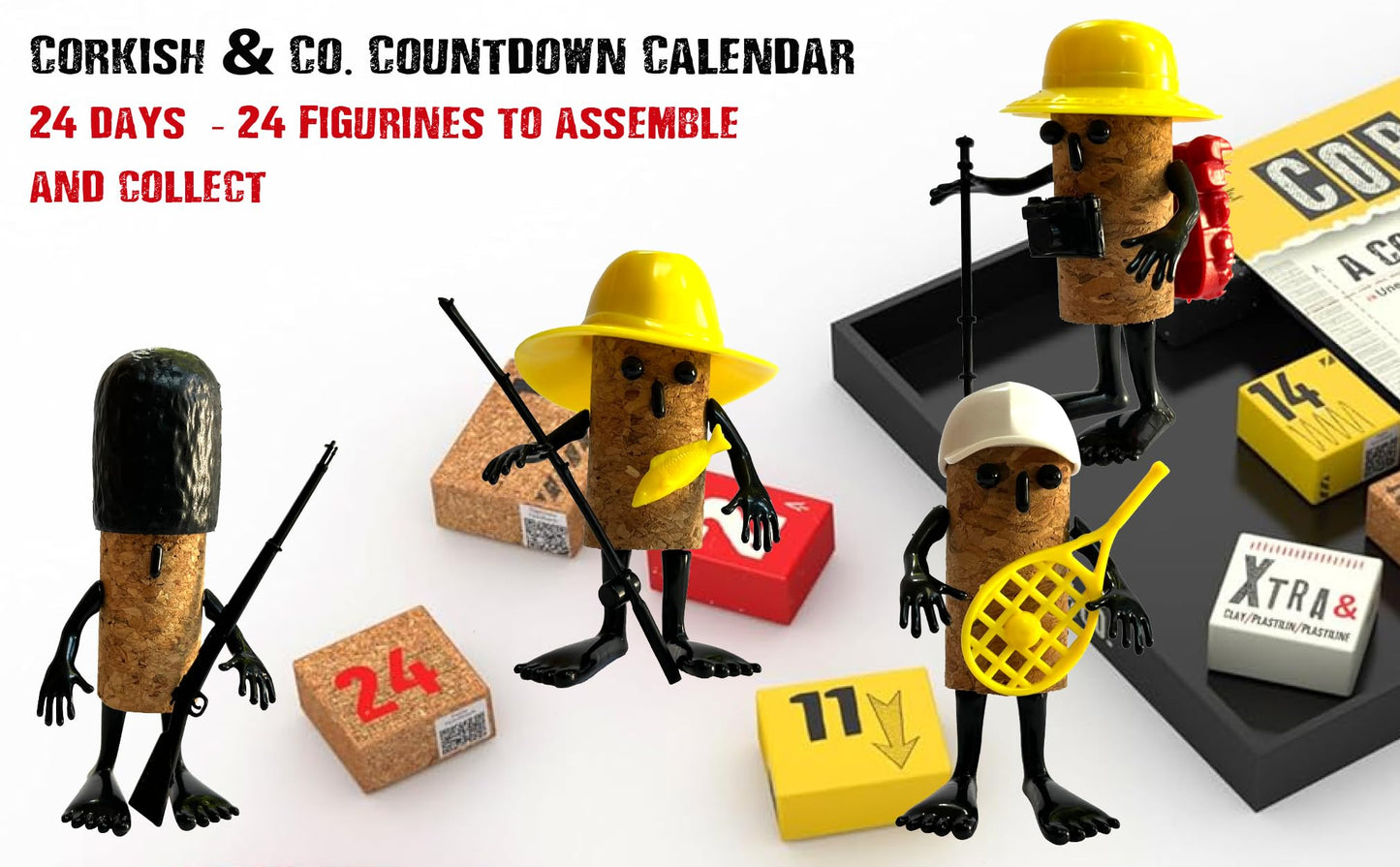 Meet the Corkish & Co.'s Advent Calendar! An amazing collection of 24 unique cork figurines. Open up the daily box to discover a new, adorable Corkish character. Age 13 and above. Gender neutral.