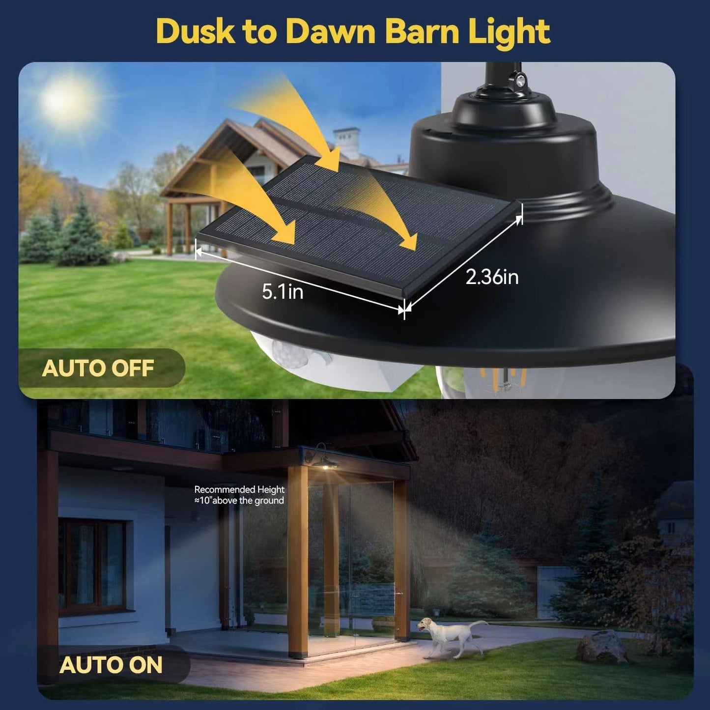 ZKLiLi Solar Light with 3 Lighting Modes Solar Barn Lights Outdoor Waterproof, Motion Sensor Solar Porch Lights, Retro Outdoor Solar Light with Bulb for Barn Porch Farmhous Shed Outdoor (2pack)…