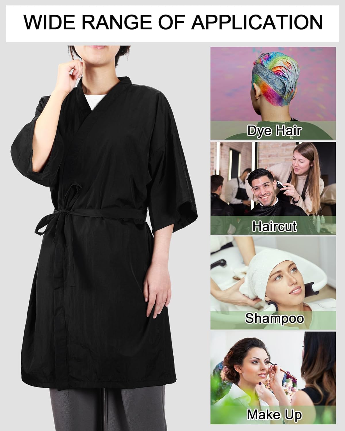 4 Pcs Salon Client Gown Hair Salon Barber Cape Smocks Capes Haircut Cape Salon Robes Kimono with Adjustable Tie Waist Belt for Barber Salon Apron Cover for Stylist, Spa Supplies