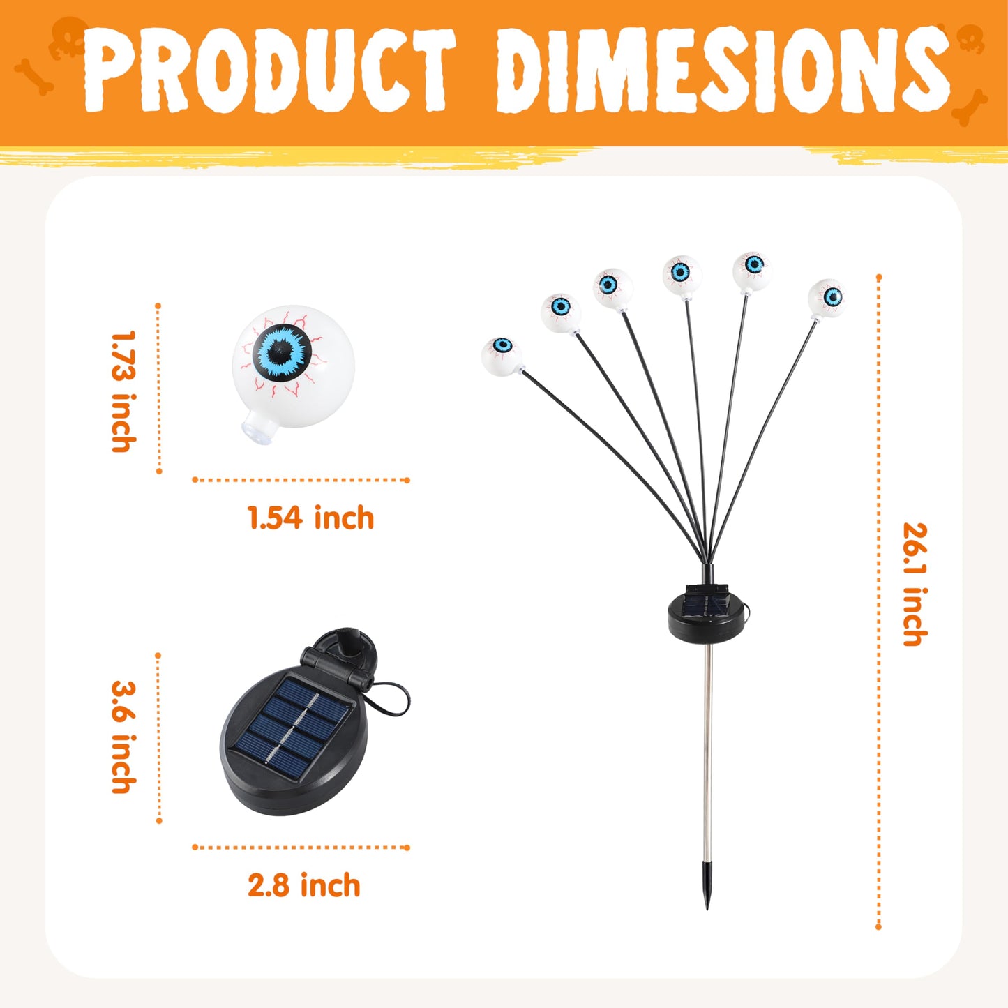 JOYIN Halloween Decorations Outdoor Solar Scary Eyeball Lights, 8 Pcs 48LEDs Green Pathway Yard Stakes, Waterproof Firefly Lights for Halloween Graveyard Yard Garden Patio Walkway Party
