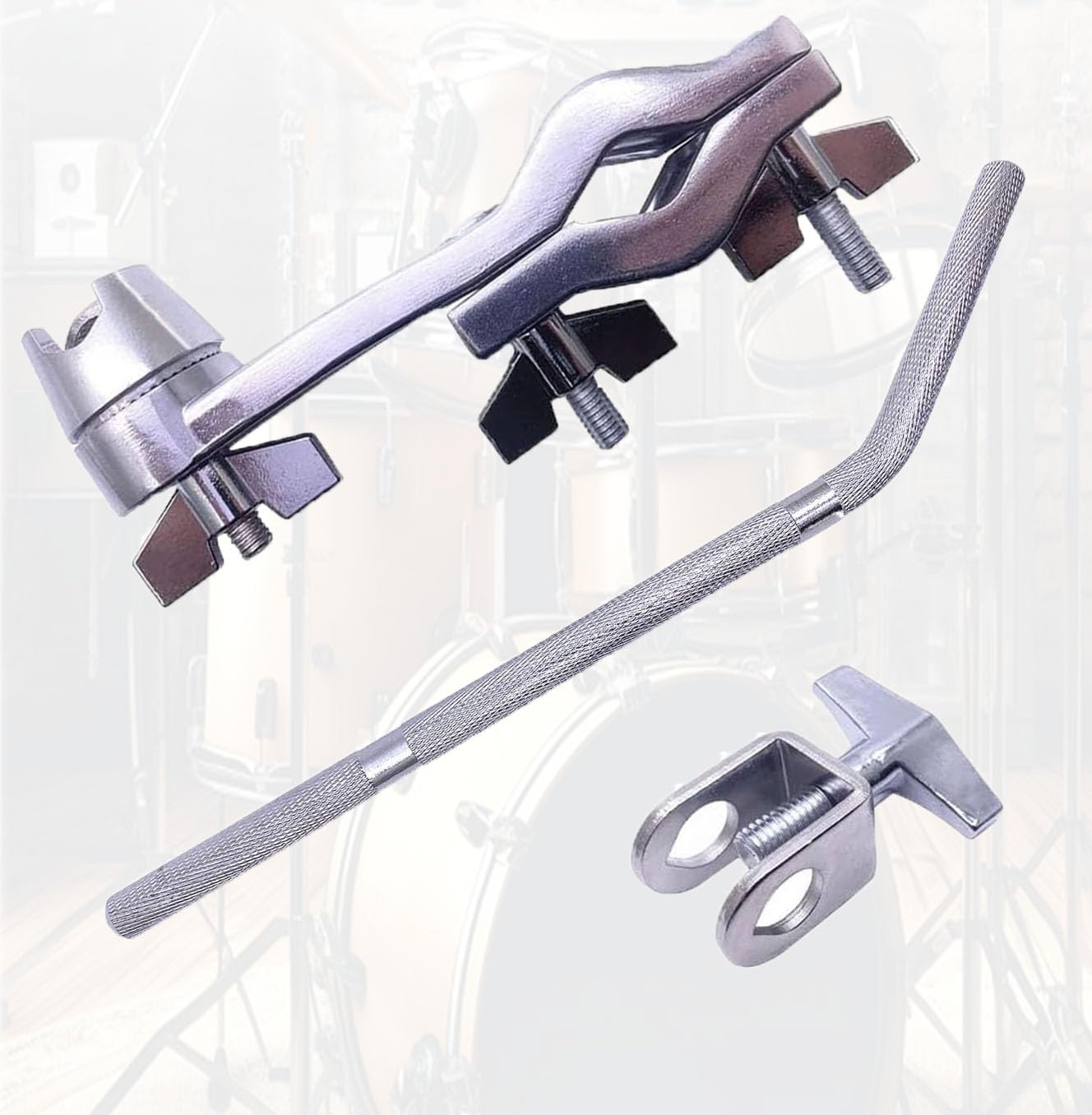 Lyfengdeam Cowbell Mounting Clamp with 30 Degree Bent Arm – Adjustable Drum Set Clamp for Percussion Accessories including Cowbell, Jam Blocks, and Tambourine – Durable and Versatile Mounting Solution