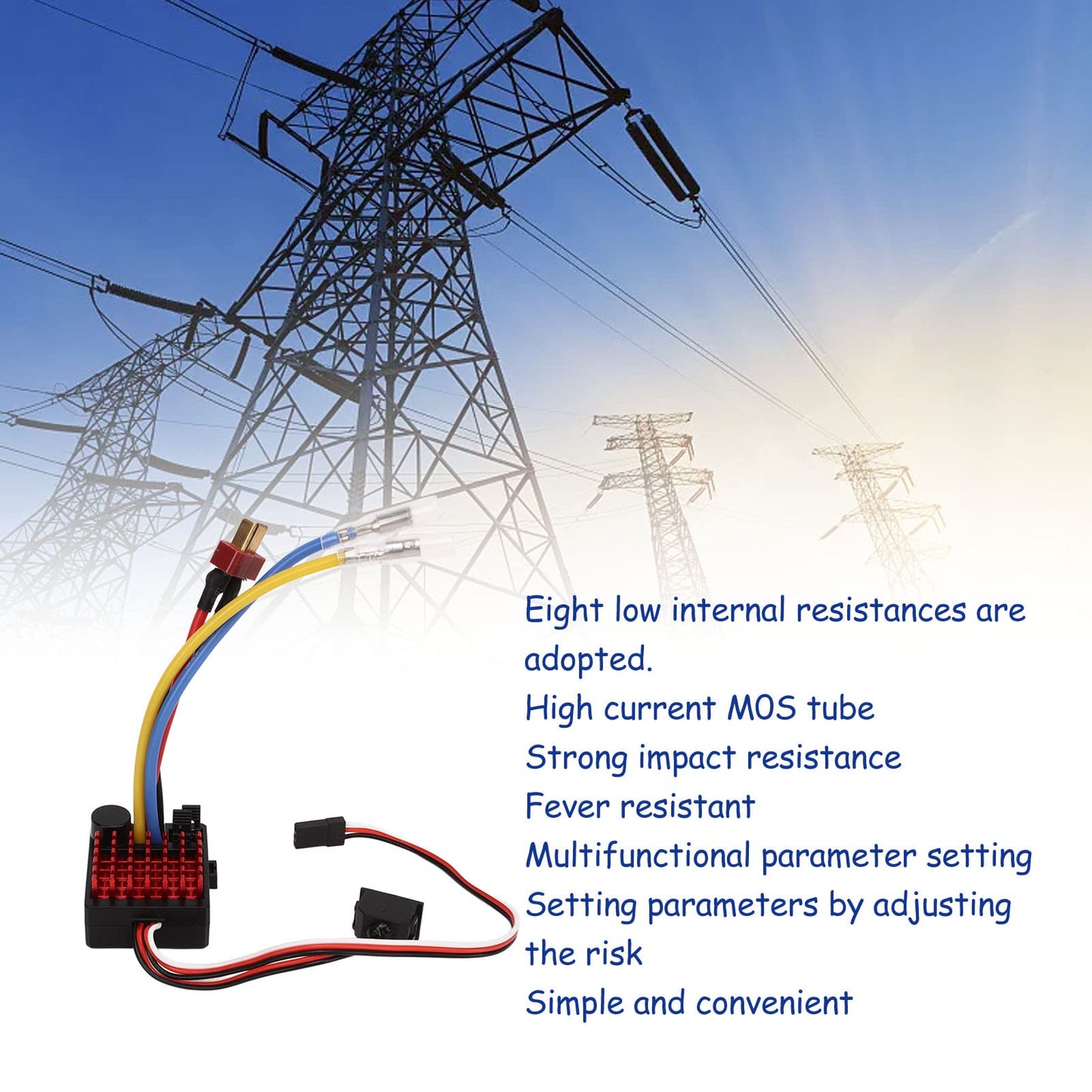 Brushed ESC, Waterproof Dustproof Brushed ESC Electric Speed Controller, ESC Brushed Motor 6V 3A BEC with 3 Modes for 1/10 RC Car, Truck Models, Boat Models, Tanks