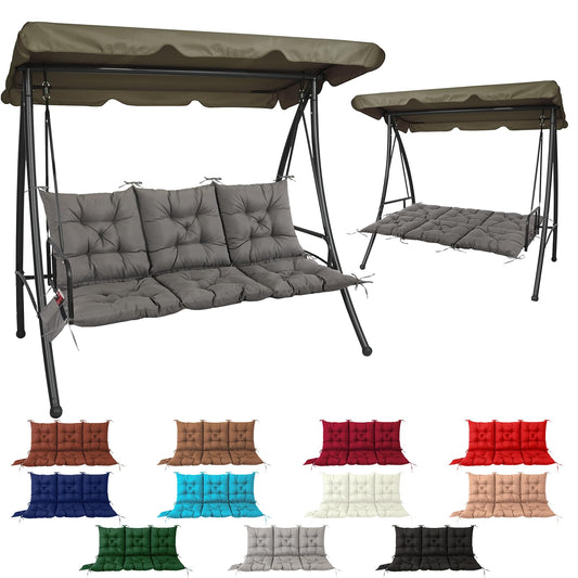 3 Seat Cushion for Outdoor Swing - 60x40 inches, 4" Thick Porch Swing Cushions with Ties and Storage Bag, Soft Bench Replacement Cushions for Patio, Outdoor, Backyard and Garden (Dark Gray)