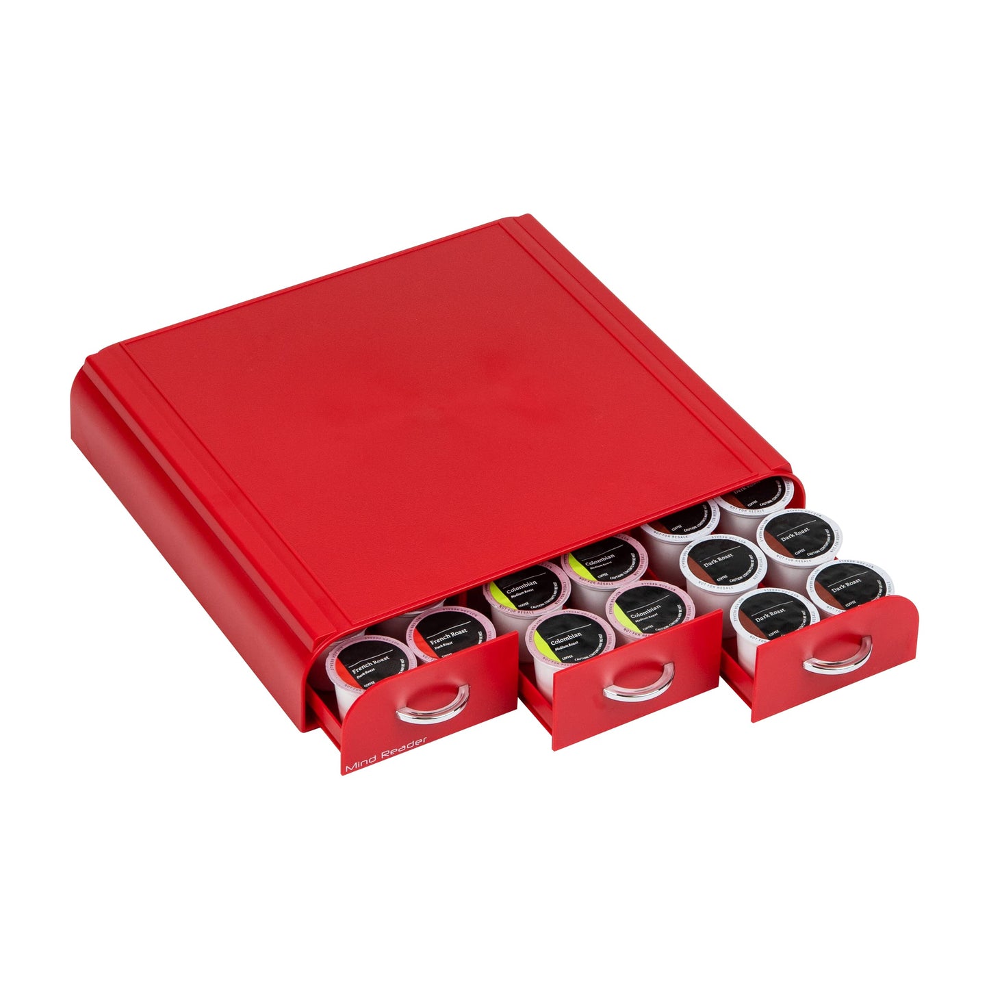 Mind Reader 36 Capacity K-Cup, Dolce Gusto, CBTL, Verismo, Single Serve Coffee Pod Holder Drawer, Red