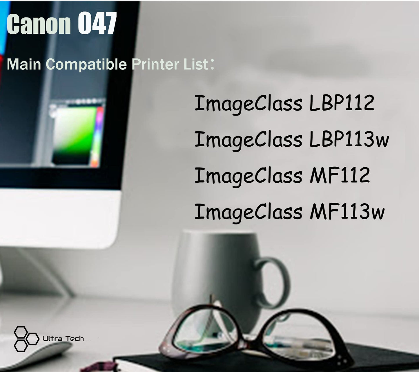 Ultra Toner® Compatible Replacement for Canon 047 Toner Cartridge Black (2164C001AA) CRG-047 ImageClass LBP112 ImageClass LBP113w ImageClass MF112 ImageClass MF113w ImageClass MF110 (2 PK)