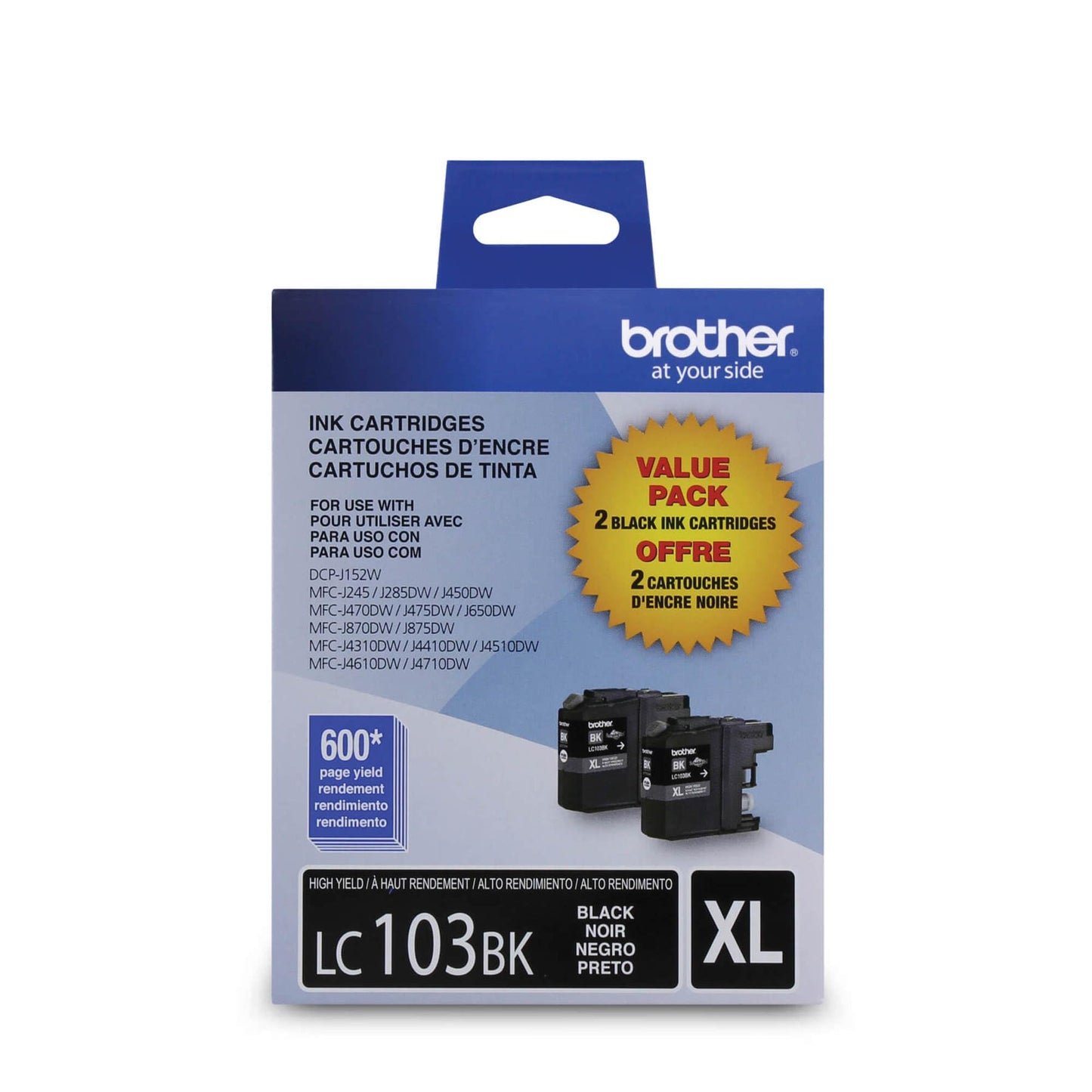 Brother Genuine LC1032PKS Standard Yield Black Ink Cartridge Value Pack (2), Original Ink Replacement cartridges, Ink for Brother Inkjet Printers MFC-J6520DW, MFC-J6720DW and More