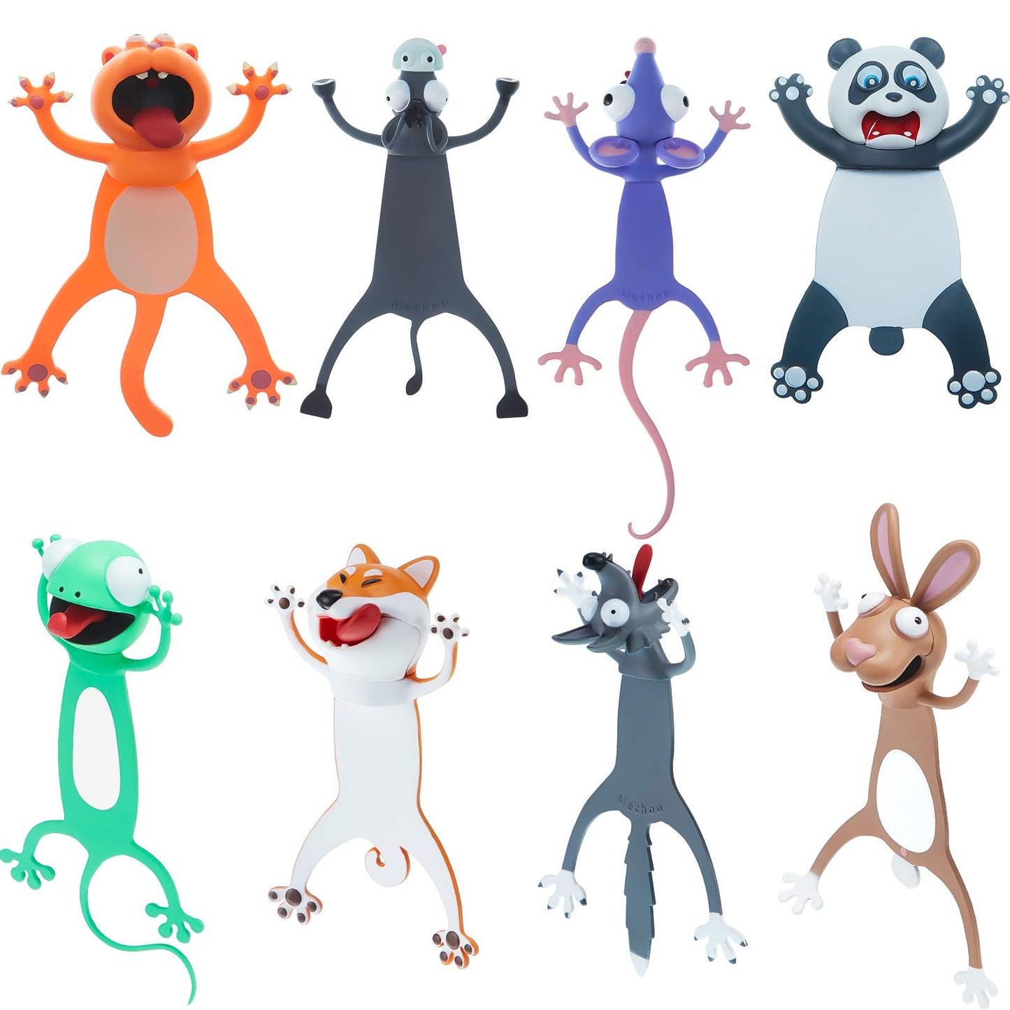 Outus 8 Pieces Bookmarks 3D Cartoon Animal Bookmark Back to School Cute Bookmarks Squashed Animals Reading Bookmark Reward Gifts Book Lovers Gift Reading Supplies