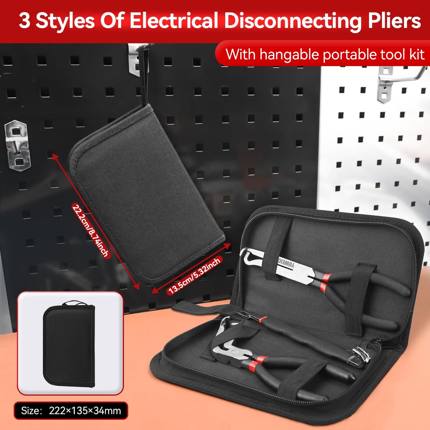 Electrical Disconnect Pliers Set, Automotive Electrical Disconnect Pliers and Terminal Pin Removal Tool Kit 4PC, Professional Automotive Tools for Most Cars, Trucks and SUVs