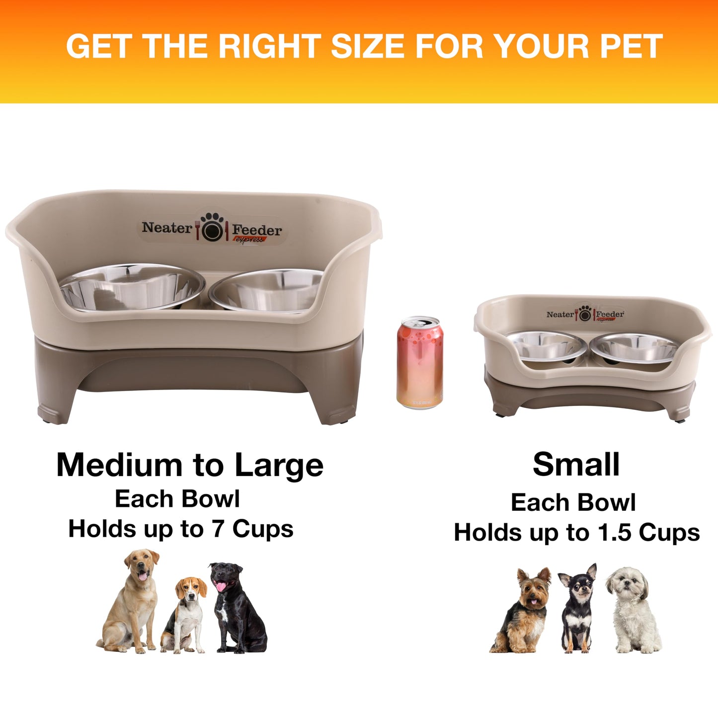 Neater Feeder - Express Model - Mess-Proof Cat & Dog Bowls – Made in USA – Elevated, No Spill, Non-Tip, Raised Stainless Steel Food & Water Bowls