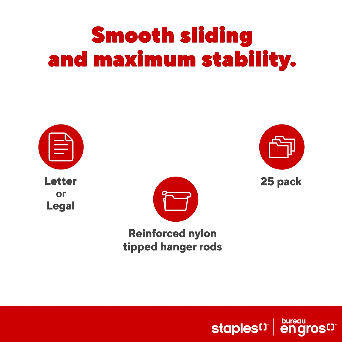 Staples Black Hanging File Folders - Legal Size - 25 Pack
