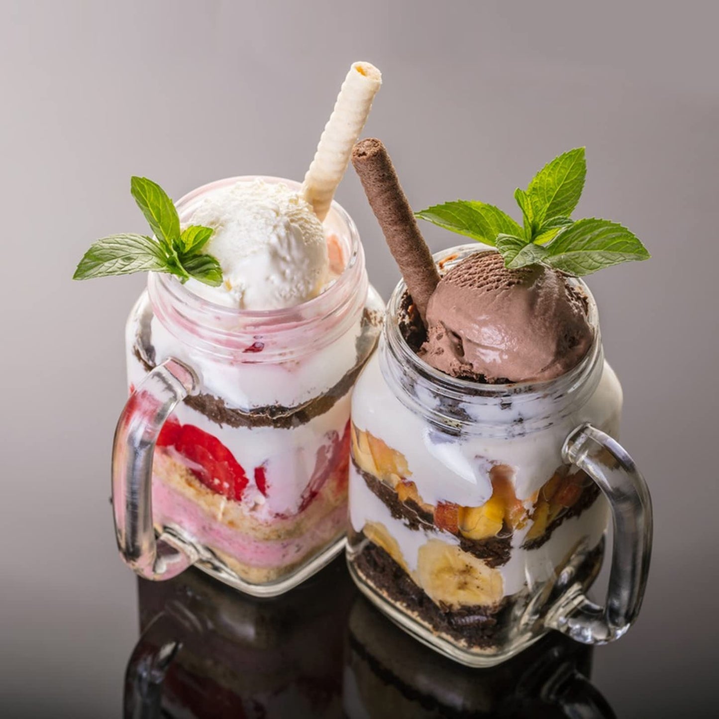 16 oz Glass Mason with Lids,9 Pack Reusable Mason Jars with Handle,Glass Overnight Oats Jar,Drinking Jars,Beer Mugs for Smoothies,Preserve,Cocktails,Party Favors
