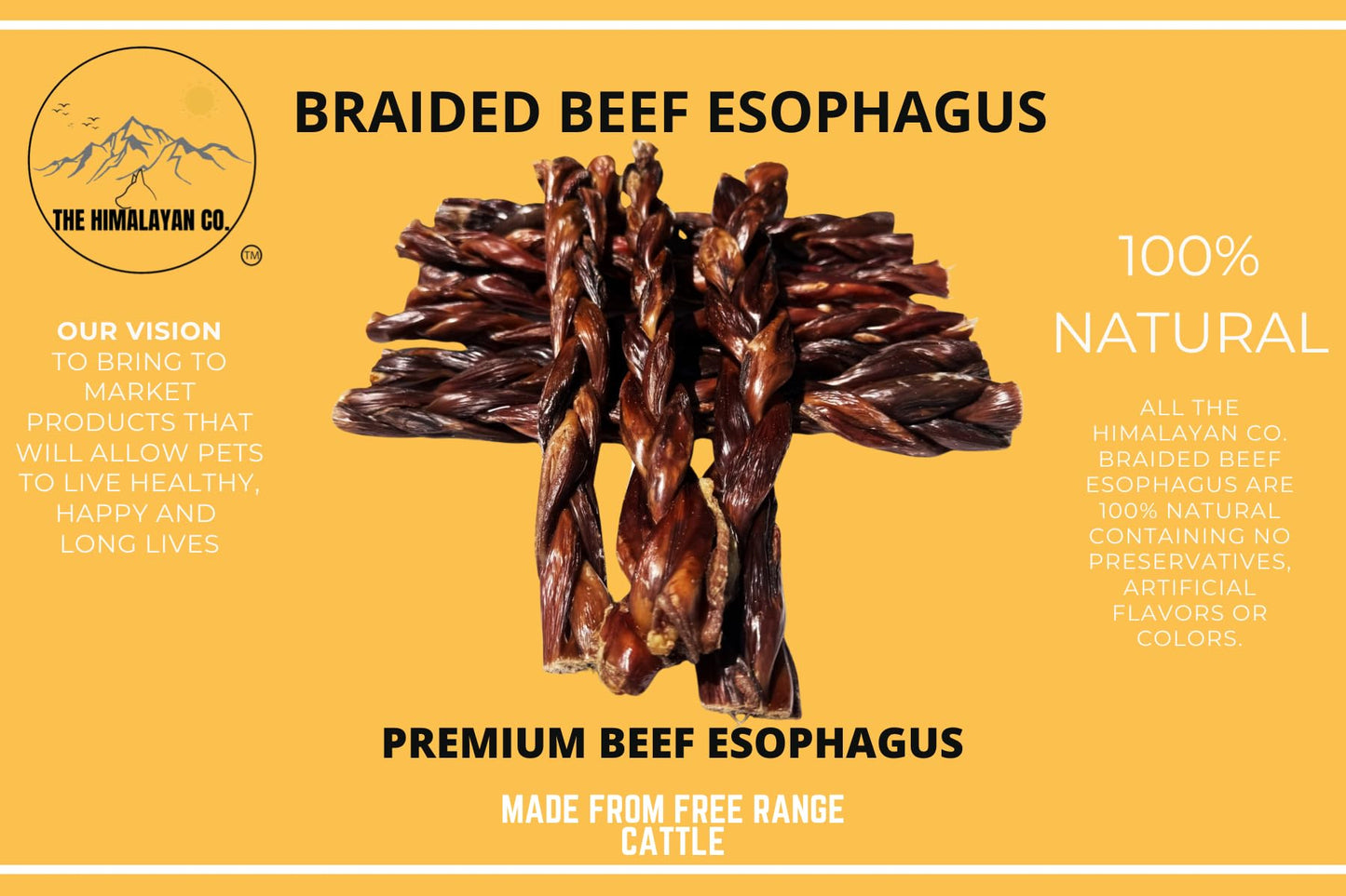 Braided Beef Esophagus Dog Chew Treats - 6 Inch, 10 Pack (Approx. 448 Grams) - Single Ingredient, 100% Natural, Rich in Glucosamine and Chondroitin