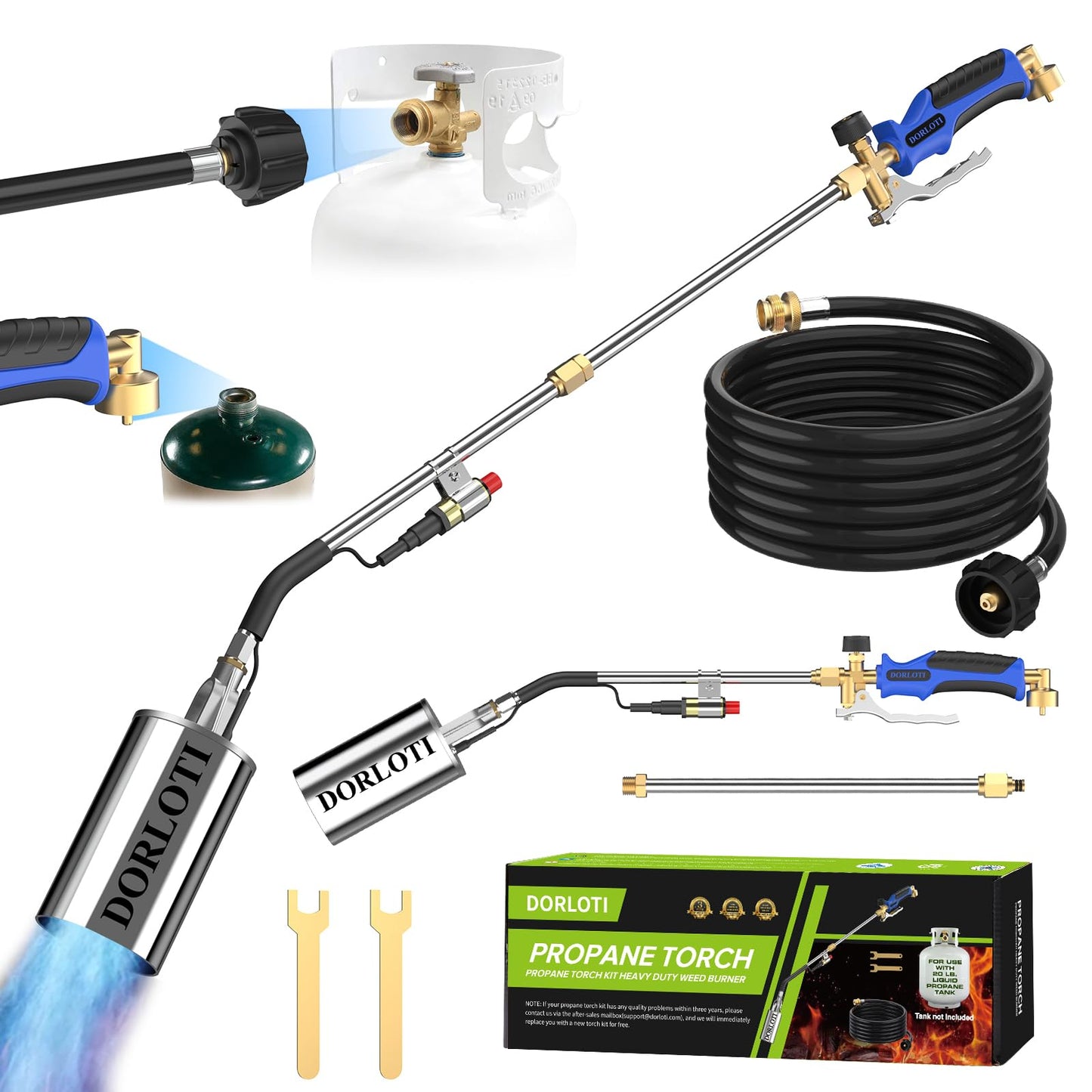 Propane Torch Weed Burner Kit, High Output with Long/Short Mode,12.5FT Hose Heavy Duty Blow Torch Flamethrower with Self Igniter and Turbo Trigger for Weeding,Roofing,BBQ(34.8")