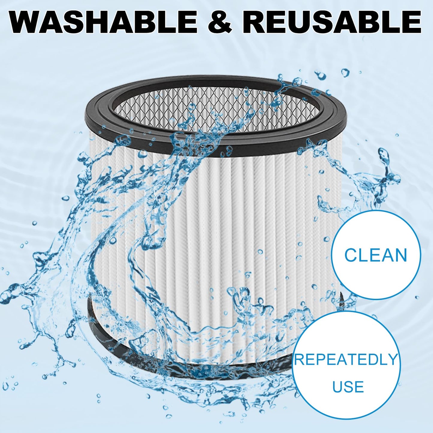 Nerans 2 Pack 90304 Replacement Filter Compatible with Shop Vac 90304 90350 90333 Wet Dry Vac Cartridge Filter with lids and Filter Foam Sleeve, Fits Most 5 Gallon and Above Shop Vac Vacuum Cleaner