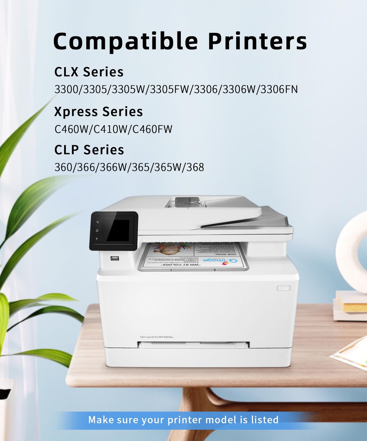 (with chip) CLT-406S Compatible Toner Cartridge Replacement for Samsung CLT-K406S CLT-M406S CLT-Y406S Work with CLP-365 CLP-360 CLP-365 CLP-365W C410W C460FW CLX-3305 CLX-3305FN CLX-3305FW Printers
