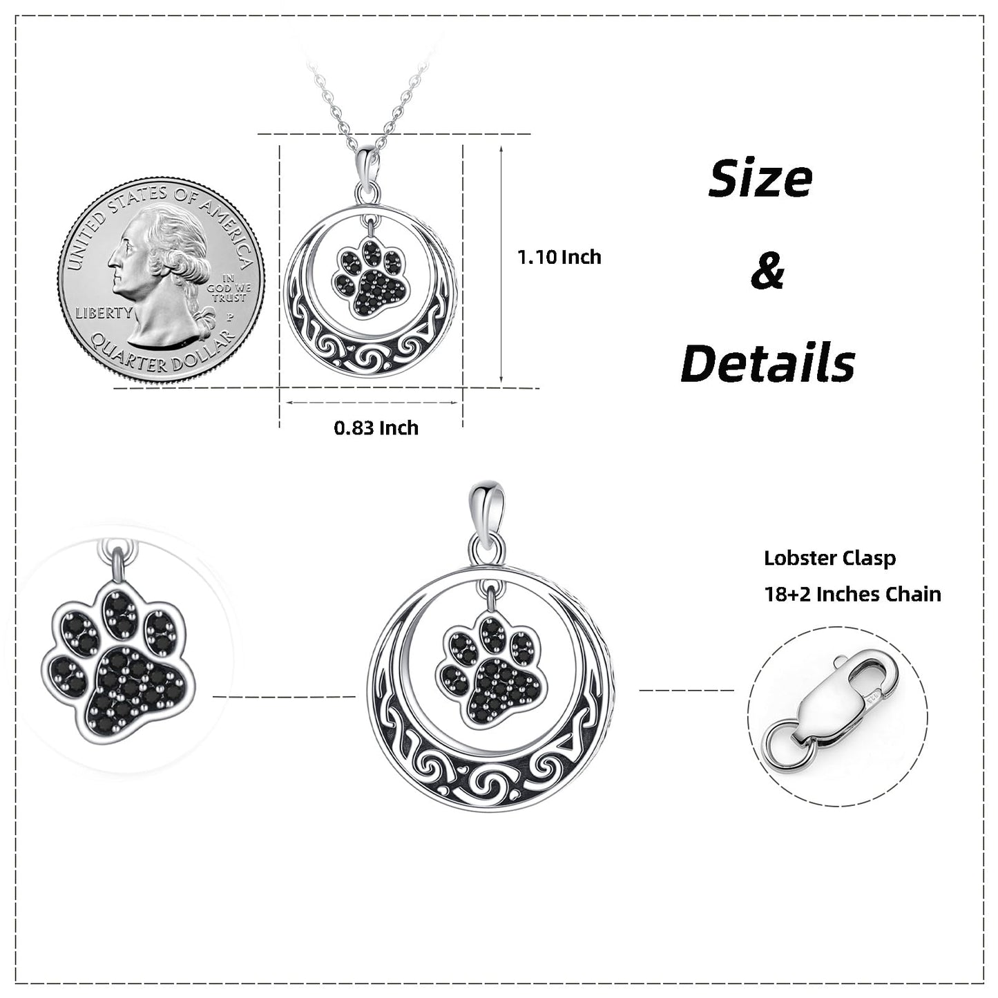 Paw Circle of Life Urn Necklace for Ashes Eternity 925 Sterling Silver Dog Cat Pet Ashes Necklace Keepsake for Ashes Memory Keepsake Jewelry for Women
