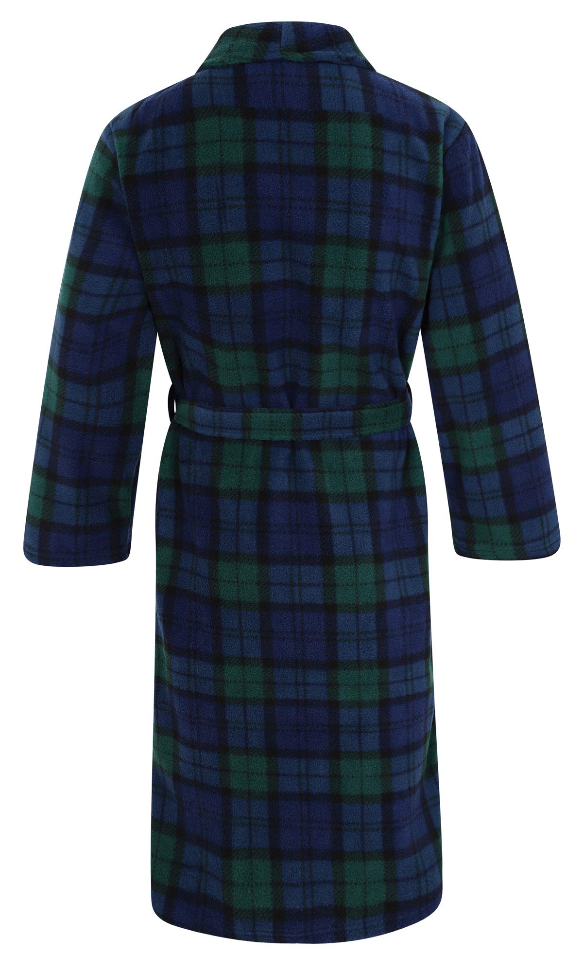 John Christian Men's Fleece Robe, Scottish Black Watch Tartan, Navy / Green, Large-X-Large