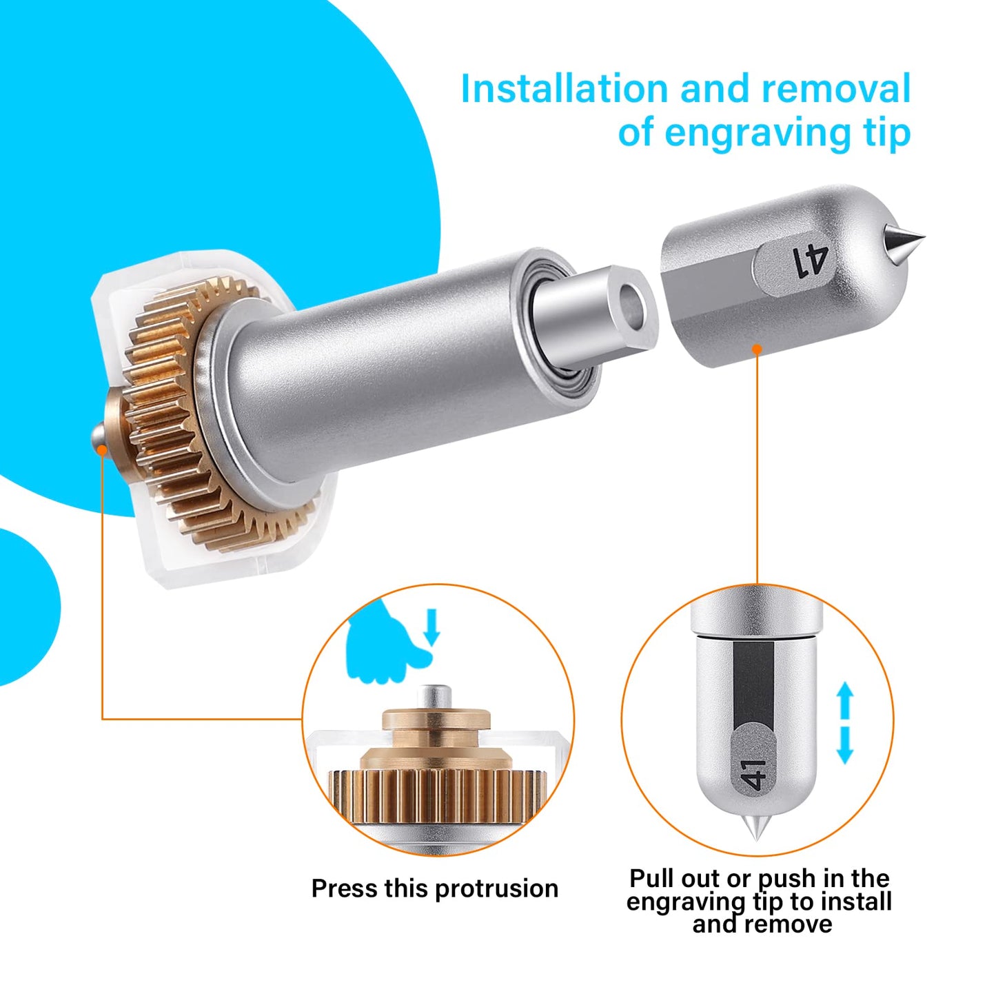 Engraving Tip + Drive Housing for Maker 4/3/Maker Cutting Machines - Premium Carbide Steel Engraving Tool for Flat, Soft Metals, Leather, Acrylic, Plastic, Anodized or Sublimated Aluminum etc.