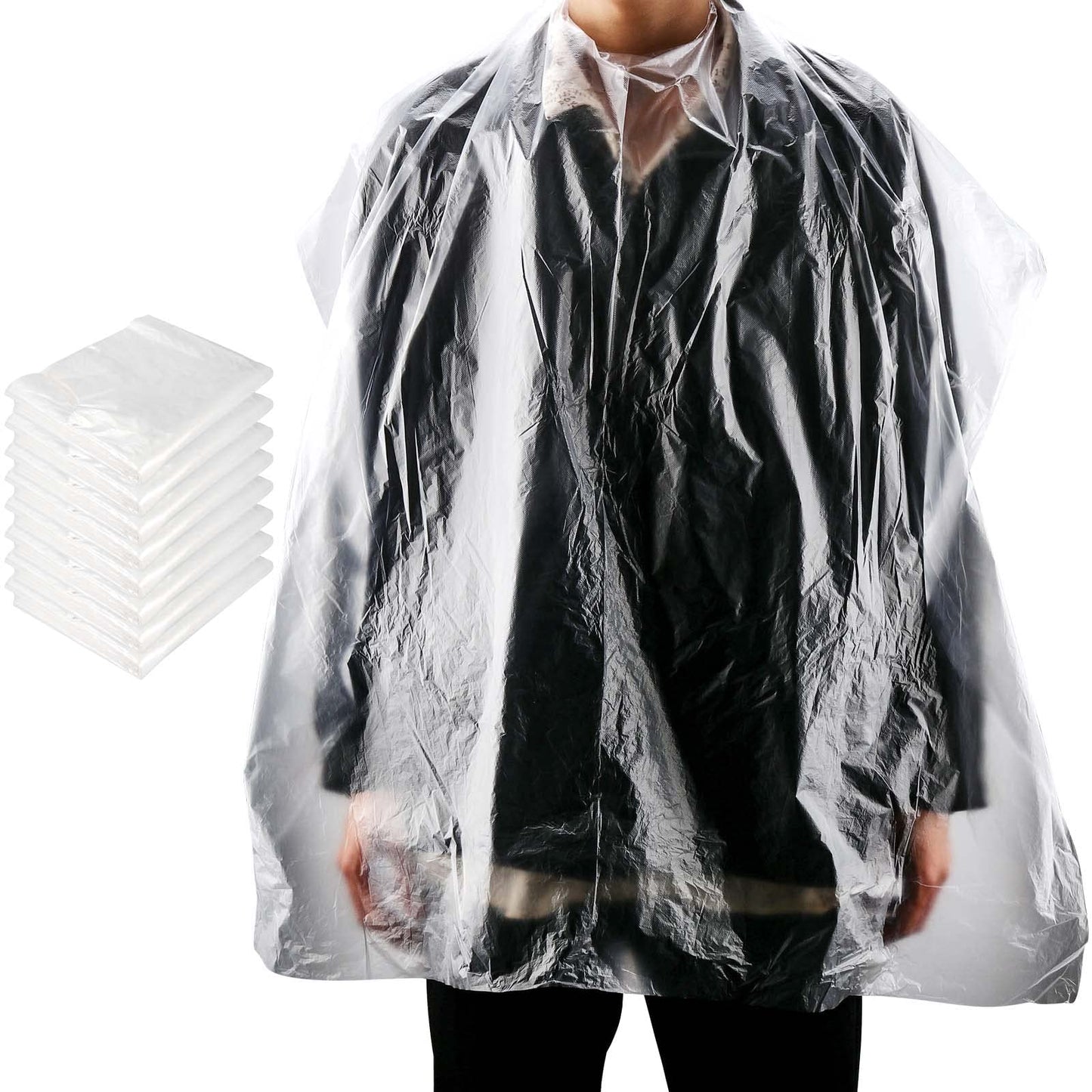 TAICHEUT 400 Pcs 35 x 47 Inch Disposable Clear Hair Salon Capes, Plastic Waterproof Capes Disposable Hair Cutting Capes for Barbershop and Salon, Clear