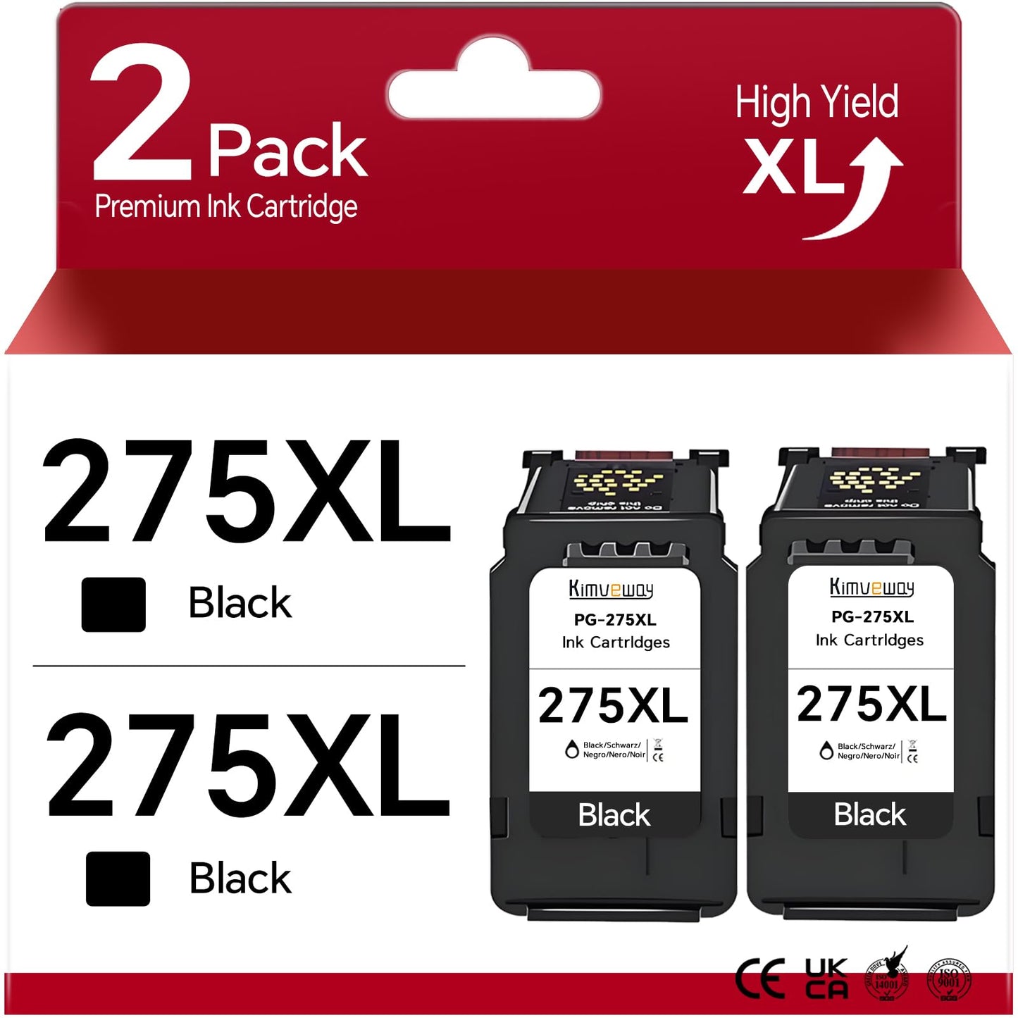 275XL Ink Cartridges Black Replacement for Canon 275 PG-275 Black Ink Cartridge Work with Pixma TS3720 TR4720 TR4700 TR4722 TS3500 TS3520 Printer (2 Black)