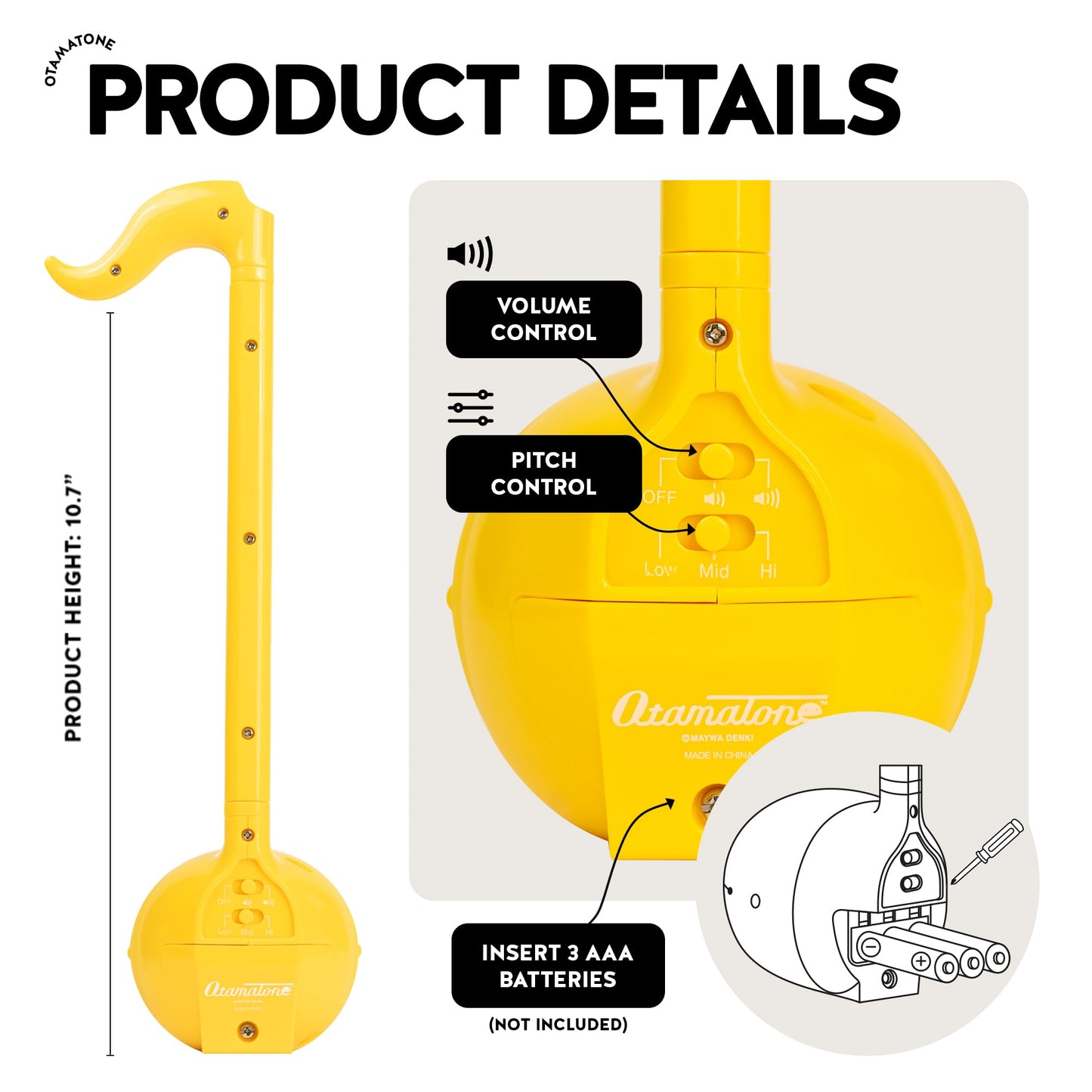 Otamatone [Color Series - Yellow] Electronic Musical Instrument Portable Synthesizer from Japan [English Version] [Regular]