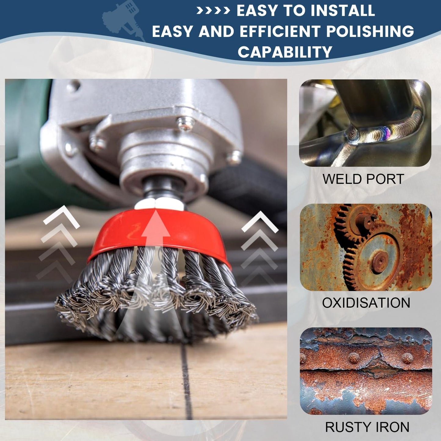 10pcs Wire Wheel for 4 1/2 Angle Grinder Wire Wheel Brush Cup Set with Threaded Arbor, Angle Grinder Wire Wheel for Rust, Corrosion, Paint Removal