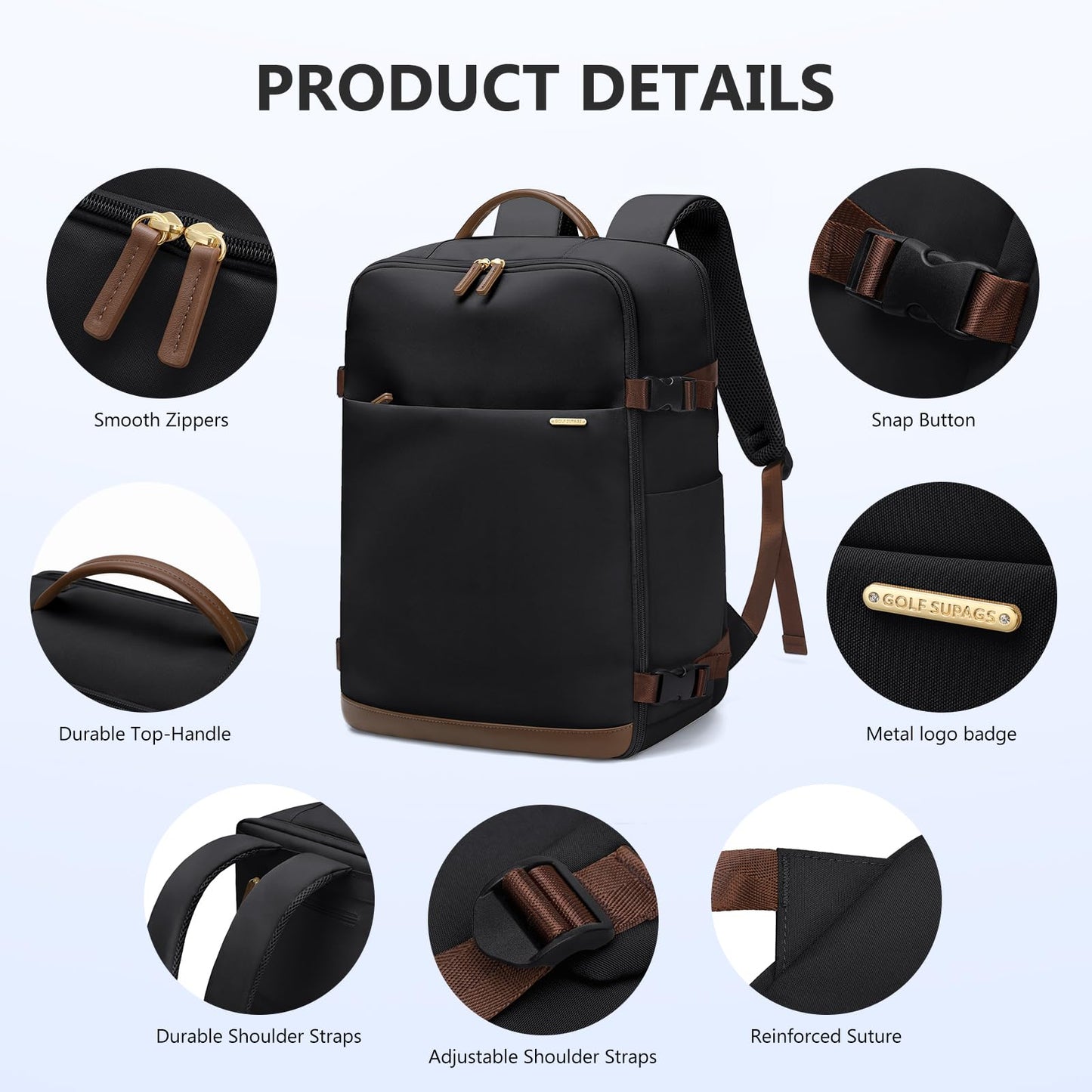 Travel Backpack for Women & Men, 30L Backpack with 17.3 Inch Laptop Compartment, TSA Approved Large Capacity Daypack for Travel, Business, Hiking (Black)