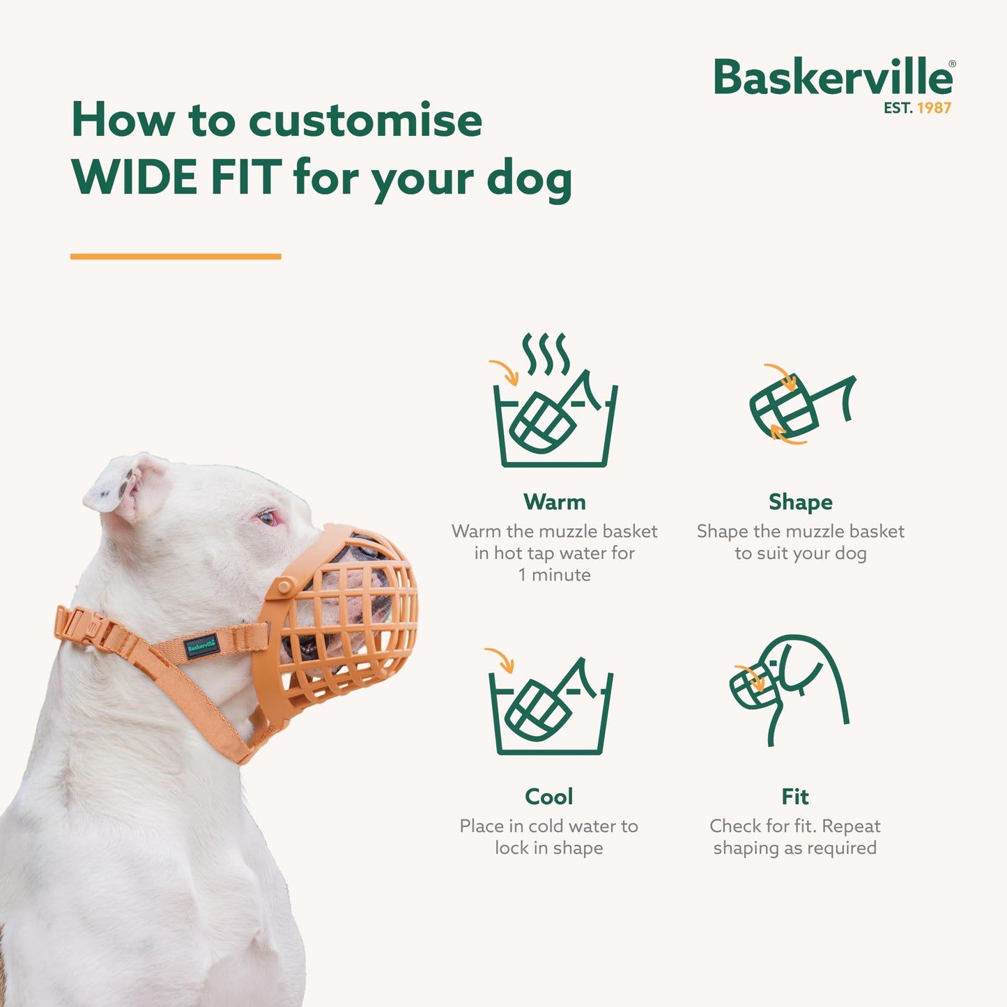Baskerville Wide Fit Muzzle - for Large Broad Nosed Dogs, Boxer, Rottweilers, Breathable, Dog can Pant and Drink, Prevents Biting, Dog Training Muzzle for Medium and Large Dogs (Size 2)