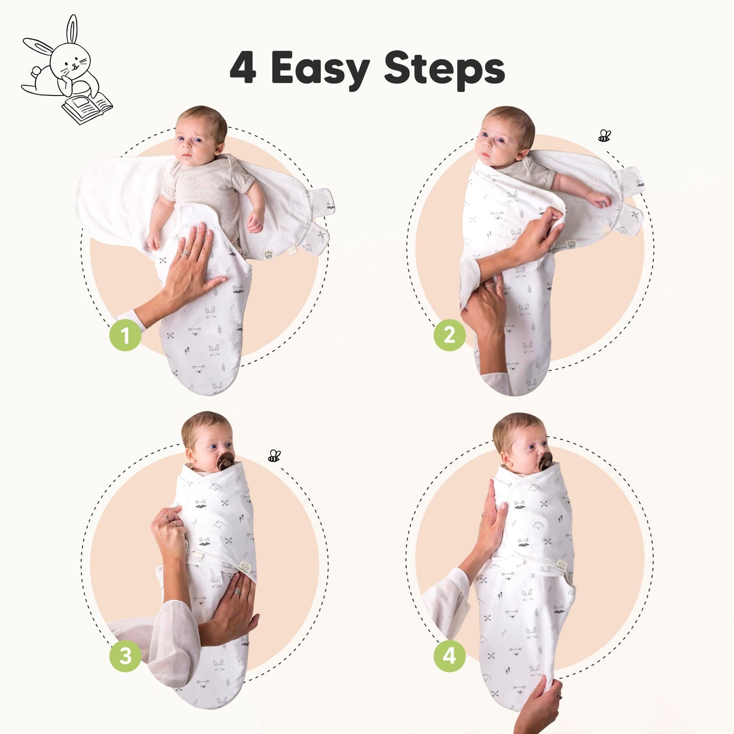 3-Pack Organic Baby Swaddle Sleep Sacks - Swaddles for Newborns, Infant 0-3 Months, Baby Girls, Boys, Soft & Snug Newborn Sleep Sack, Nursery Swaddling Blankets, Easy to Use (Nordic, OS)
