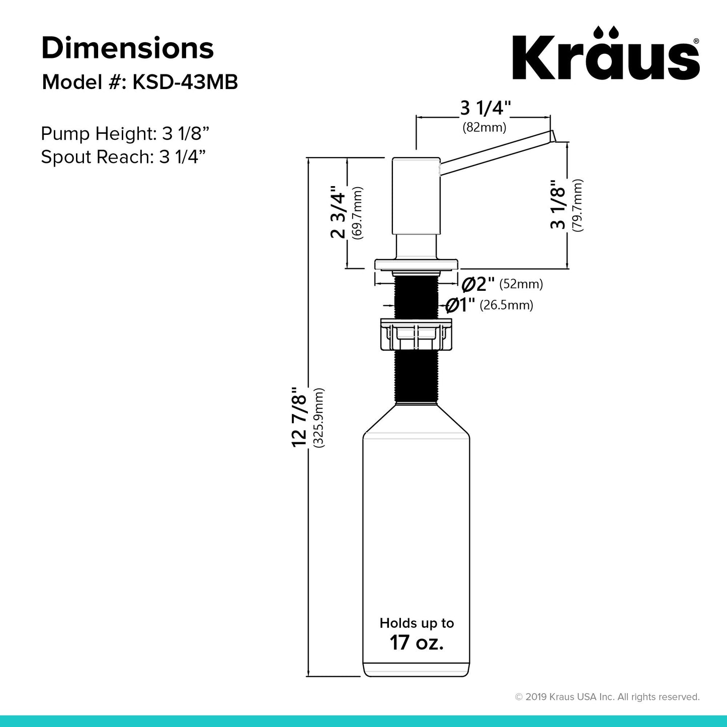 KRAUS Kitchen Soap and Lotion Dispenser in Matte Black, KSD-43MB